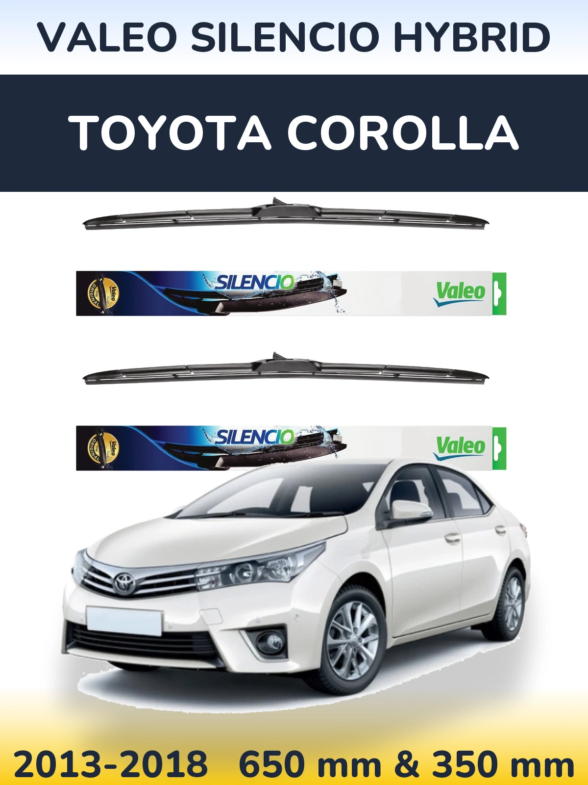 Комплект передних дворников Valeo Silencio Hybrid 650 & 350 мм для Toyota Corolla 2013-2018