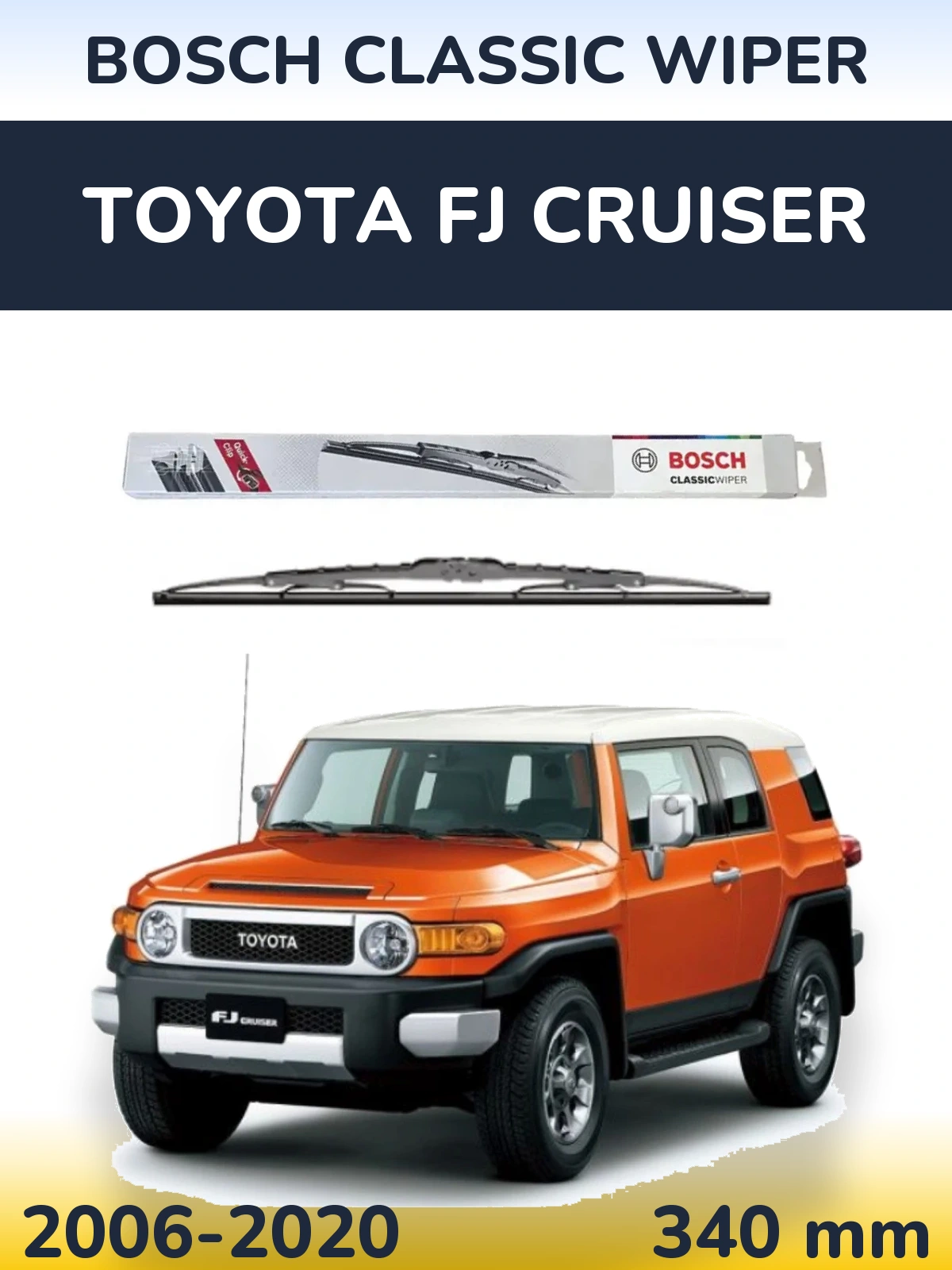 Передний дворник BOSCH Classic Wiper 340 мм для Toyota FJ Cruiser 2006-2020