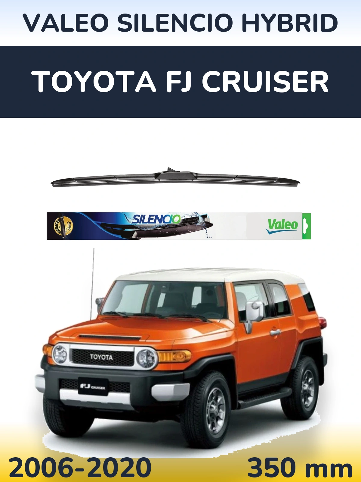 Front wiper blade Valeo Silencio Hybrid 350 mm for Toyota FJ Cruiser 2006-2020