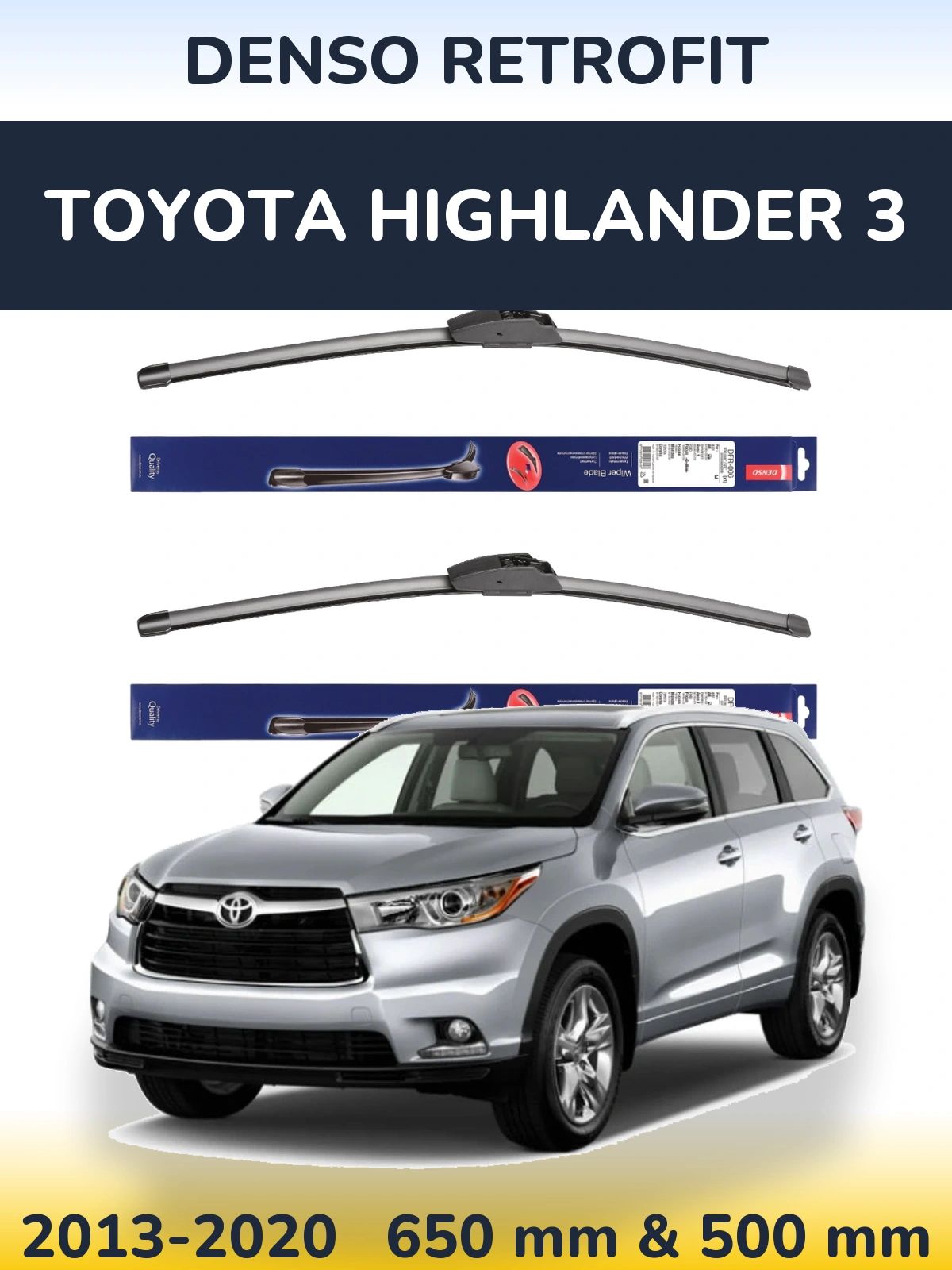 Komplet przednich wycieraczek Denso Retrofit 650 & 500 mm do Toyota Highlander 3 2013-2020