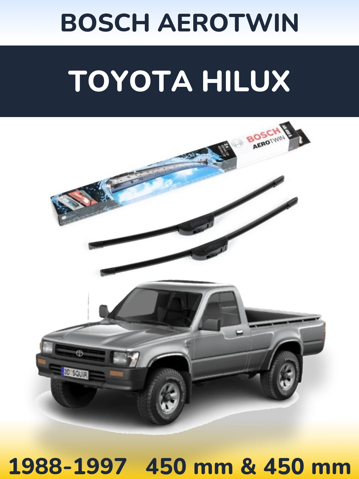 Комплект передних дворников BOSCH AeroTwin 450 & 450 мм для Toyota Hilux 1988-1997