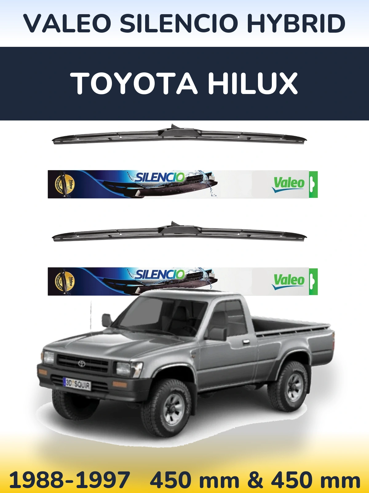 Комплект передніх щіток Valeo Silencio Hybrid 450 & 450 мм для Toyota Hilux 1988-1997