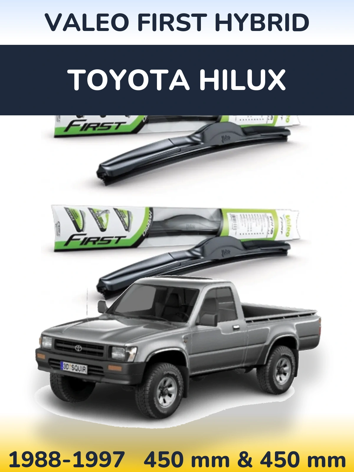 Комплект передних дворников Valeo First Hybrid 450 & 450 мм для Toyota Hilux 1988-1997