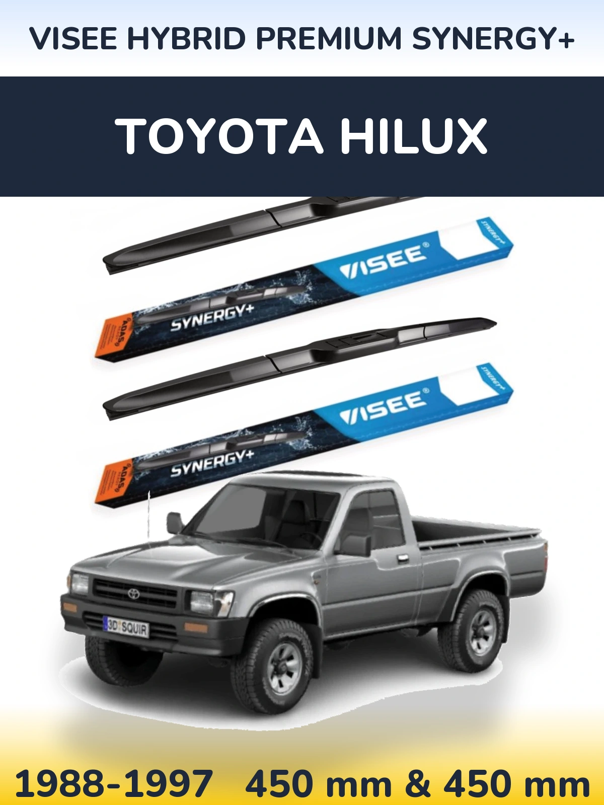 Комплект передних дворников VISEE HYBRID PREMIUM SYNERGY+ 450 & 450 мм для Toyota Hilux 1988-1997