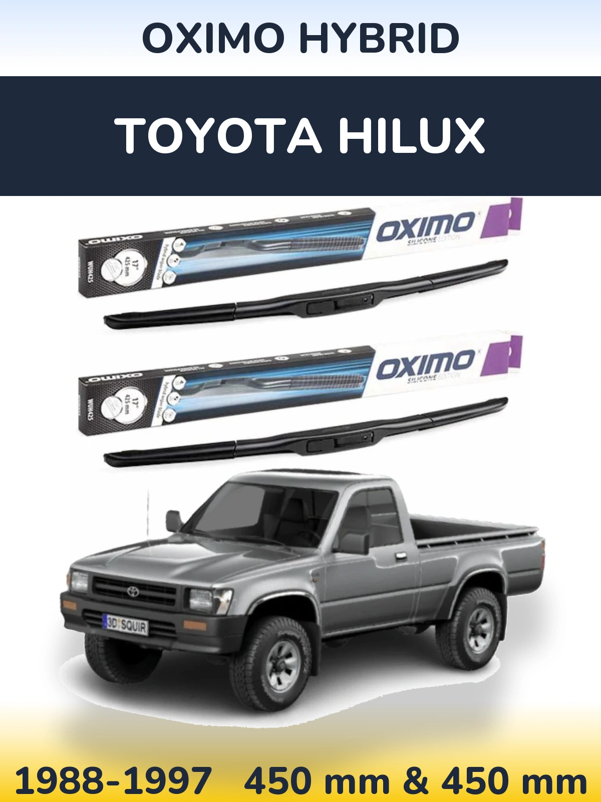 Комплект передніх щіток Oximo Hybrid 450 & 450 мм для Toyota Hilux 1988-1997