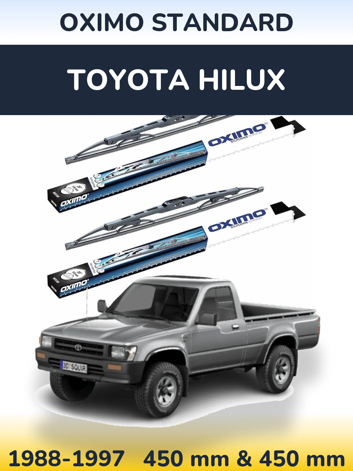 Комплект передніх щіток Oximo Standard 450 & 450 мм для Toyota Hilux 1988-1997
