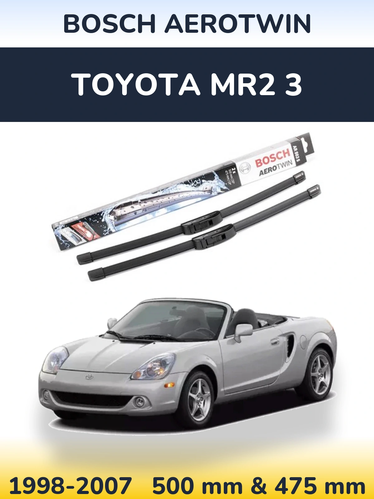 Komplet przednich wycieraczek BOSCH AeroTwin 500 & 475 mm do Toyota MR2 3 1998-2007