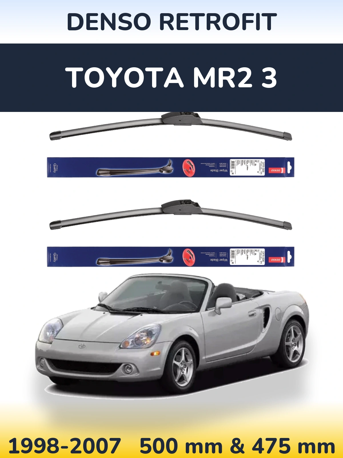 Комплект передніх щіток Denso Retrofit 500 & 475 мм для Toyota MR2 3 1998-2007