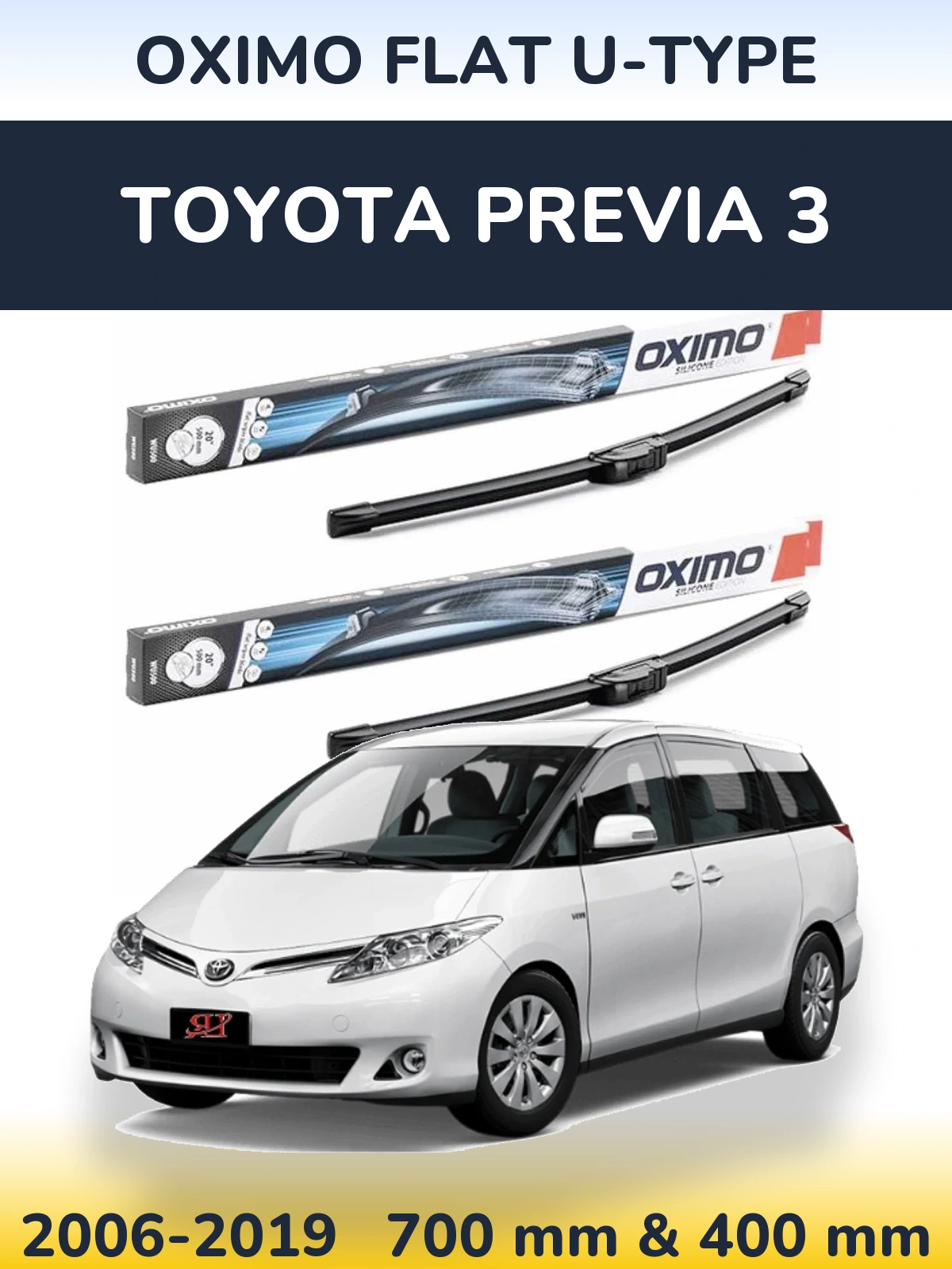 Komplet przednich wycieraczek Oximo Flat U-type 700 & 400 mm do Toyota Previa 3 2006-2019