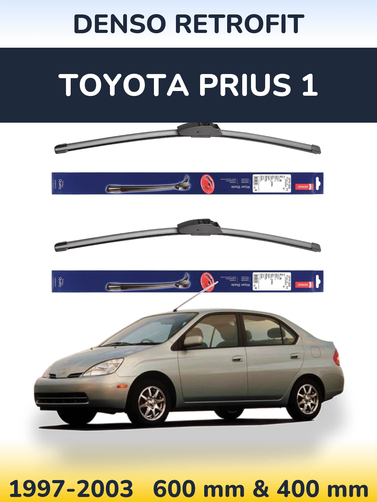 Komplet przednich wycieraczek Denso Retrofit 600 & 400 mm do Toyota Prius 1 1997-2003