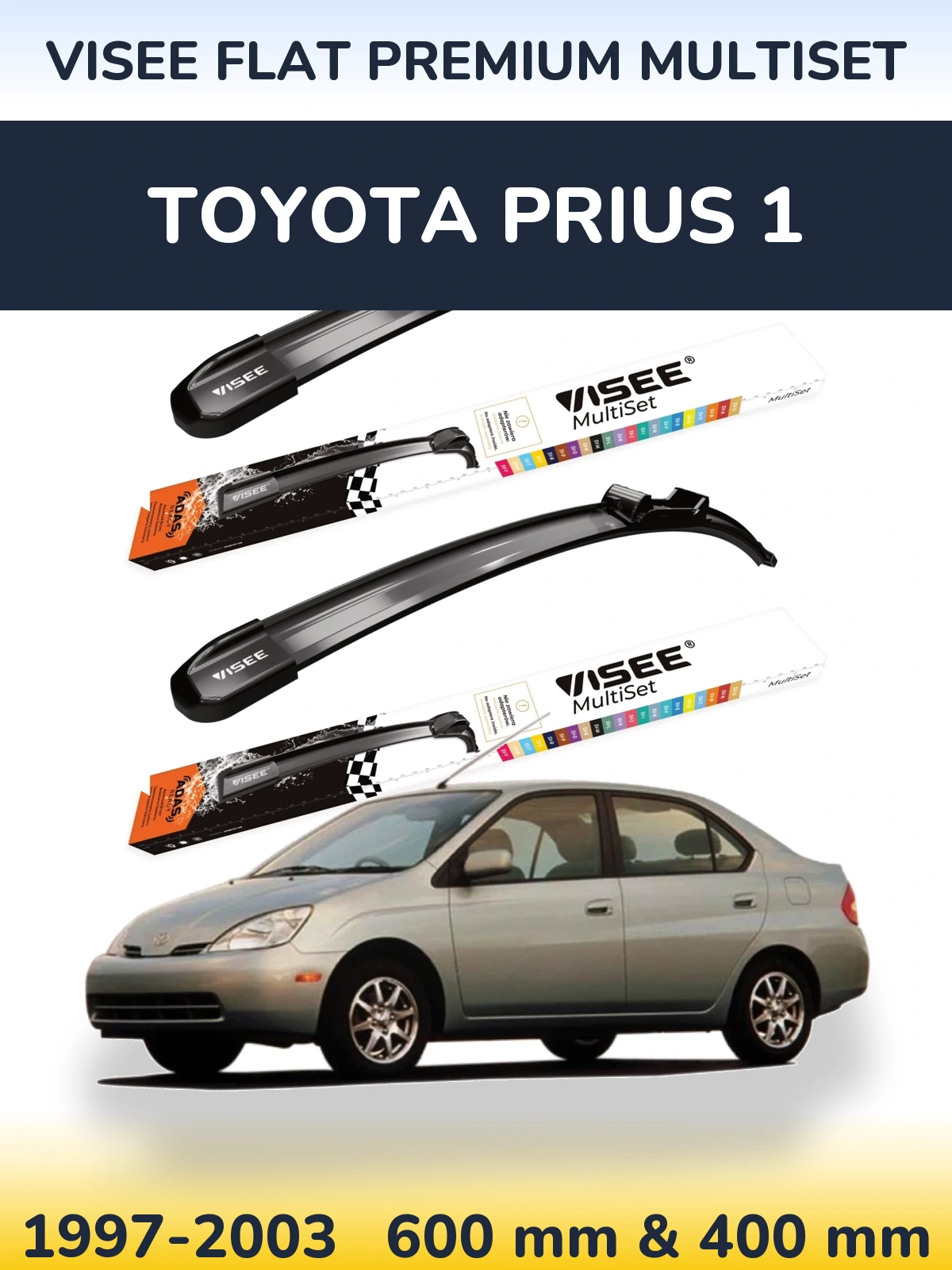 Комплект передних дворников VISEE FLAT PREMIUM MultiSet 600 & 400 мм для Toyota Prius 1 1997-2003