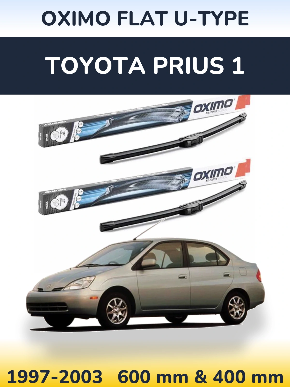Комплект передніх щіток Oximo Flat U-type 600 & 400 мм для Toyota Prius 1 1997-2003