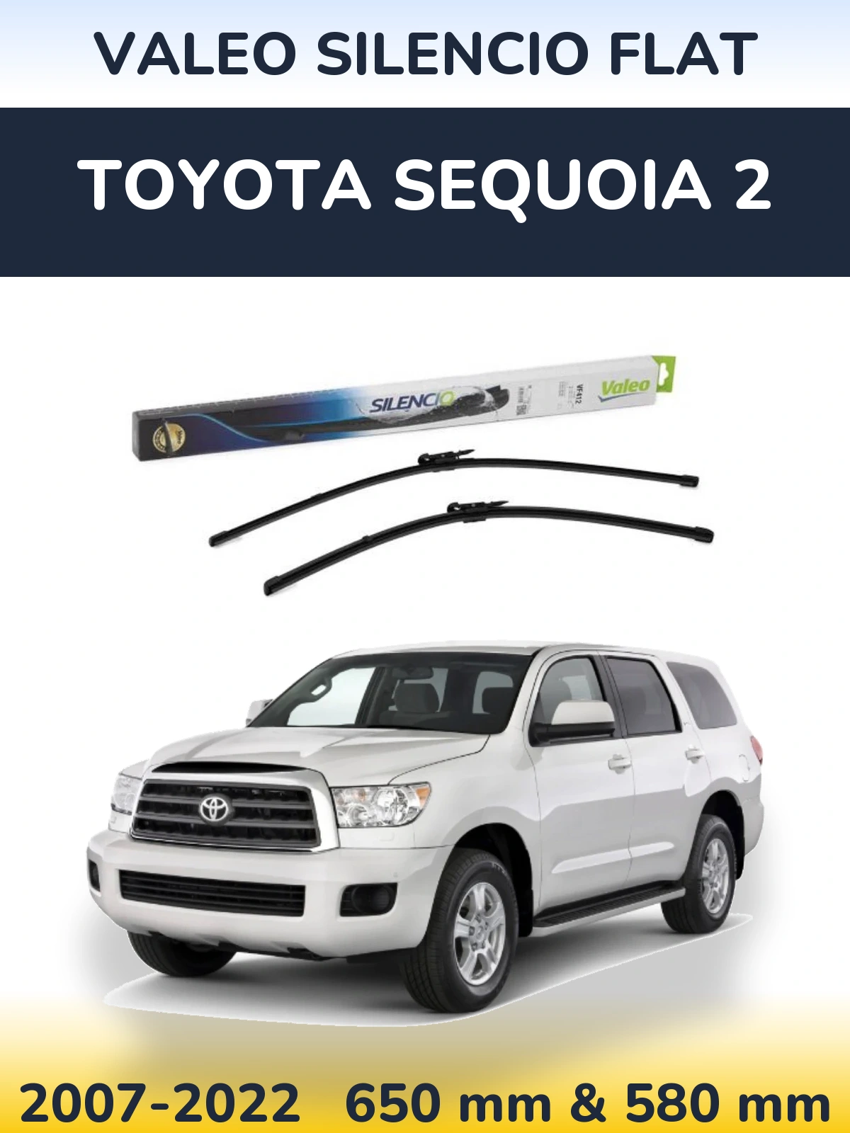 Komplet przednich wycieraczek Valeo Silencio Flat 650 & 580 mm do Toyota Sequoia 2 2007-2022