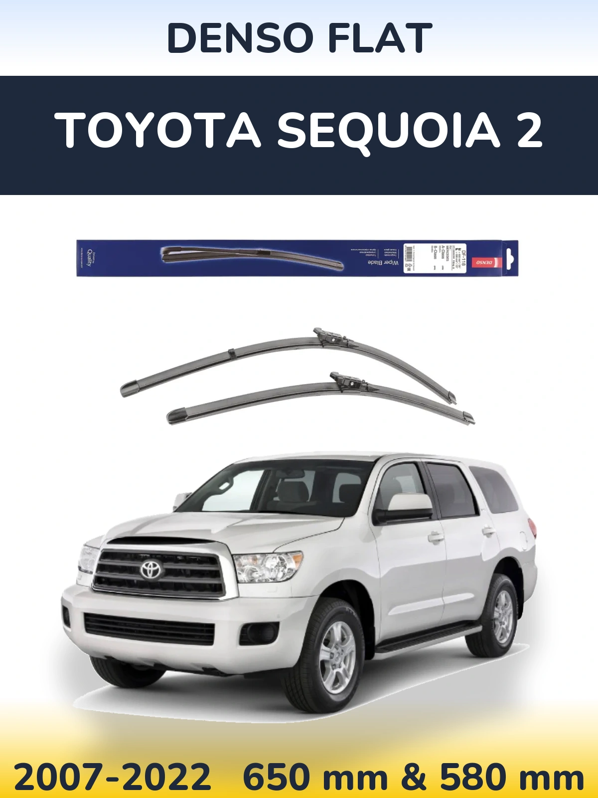 Komplet przednich wycieraczek Denso Flat 650 & 580 mm do Toyota Sequoia 2 2007-2022