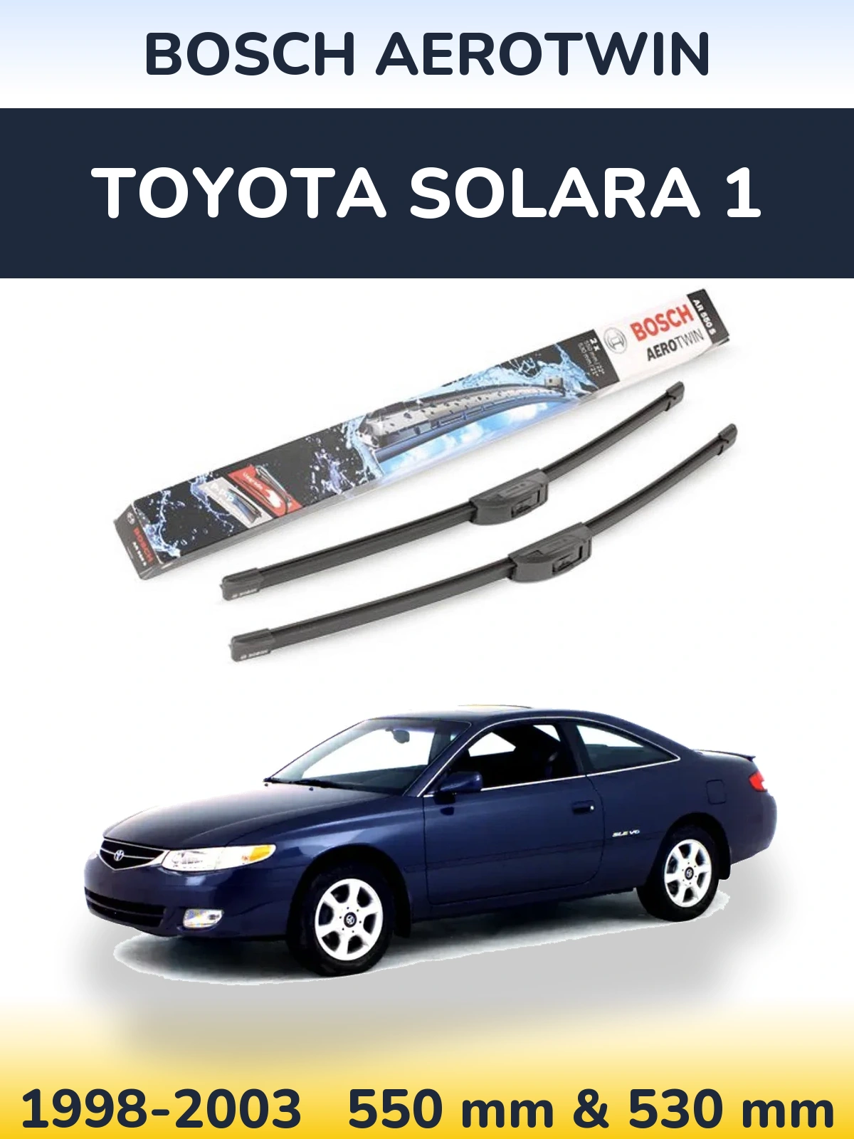 Комплект передних дворников BOSCH AeroTwin 550 & 530 мм для Toyota Solara 1 1998-2003
