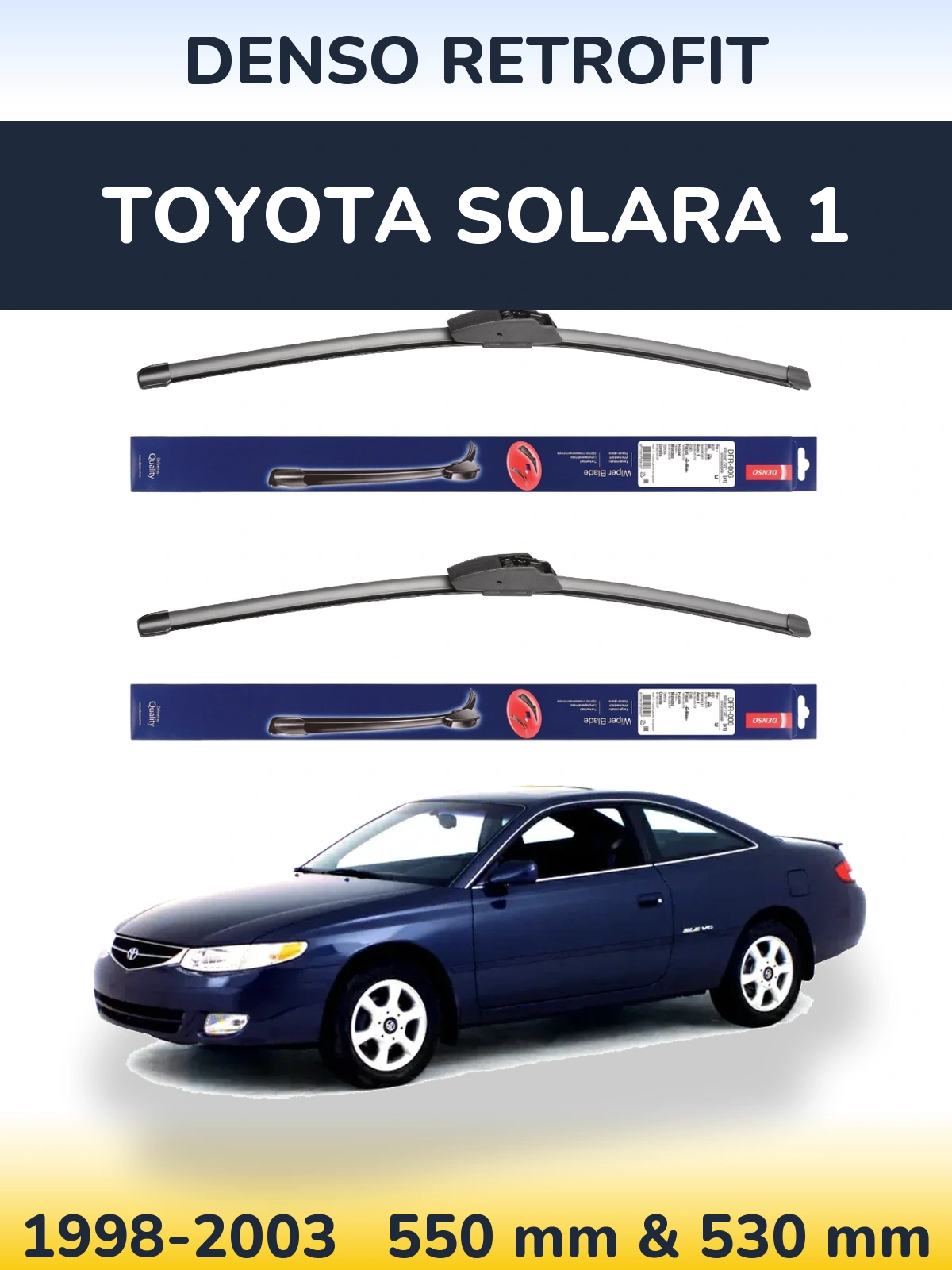 Komplet przednich wycieraczek Denso Retrofit 550 & 530 mm do Toyota Solara 1 1998-2003