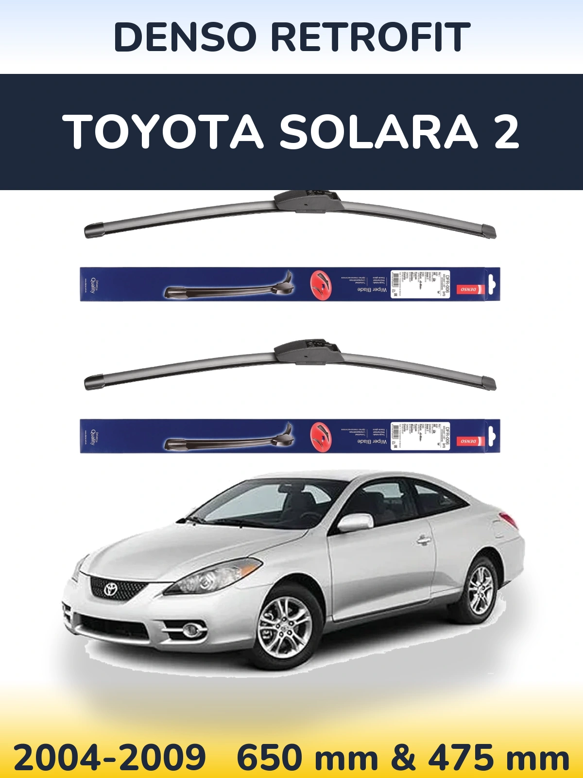 Komplet przednich wycieraczek Denso Retrofit 650 & 475 mm do Toyota Solara 2 2004-2009