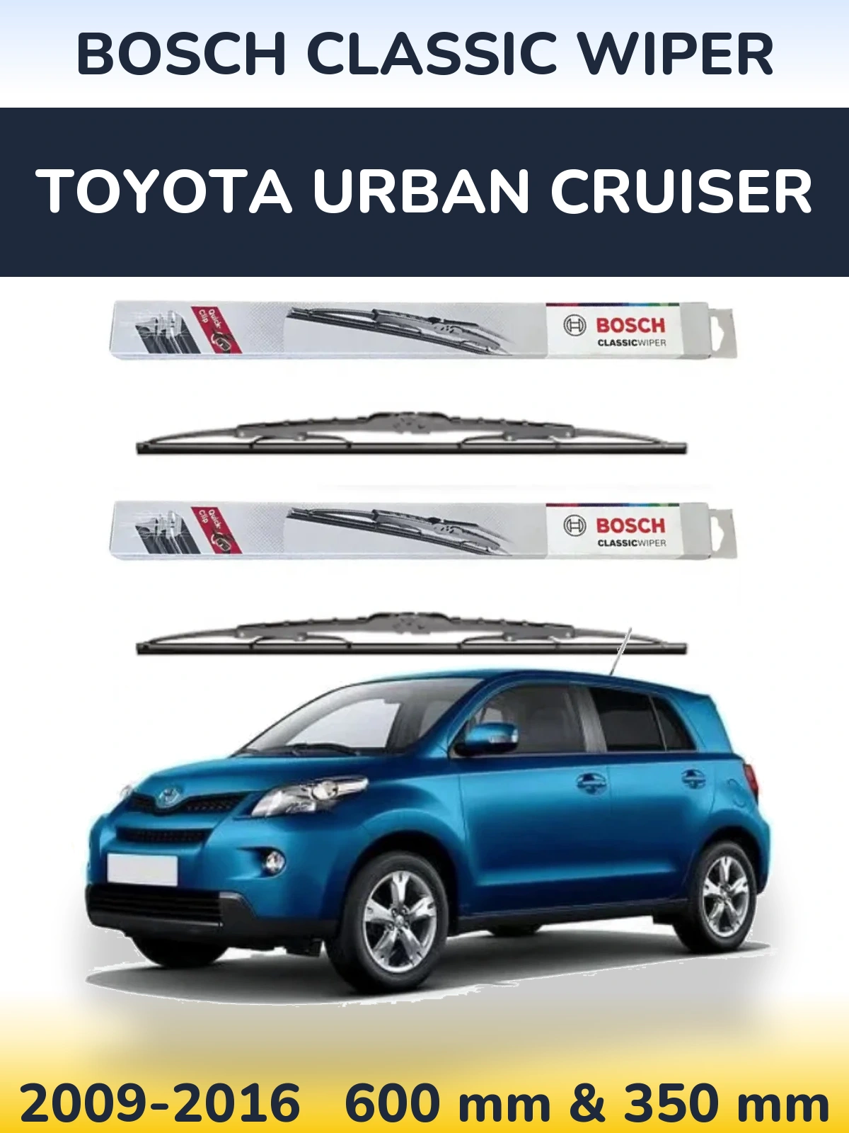 Комплект передних дворников BOSCH Classic Wiper 600 & 340 мм для Toyota Urban Cruiser 2009-2016