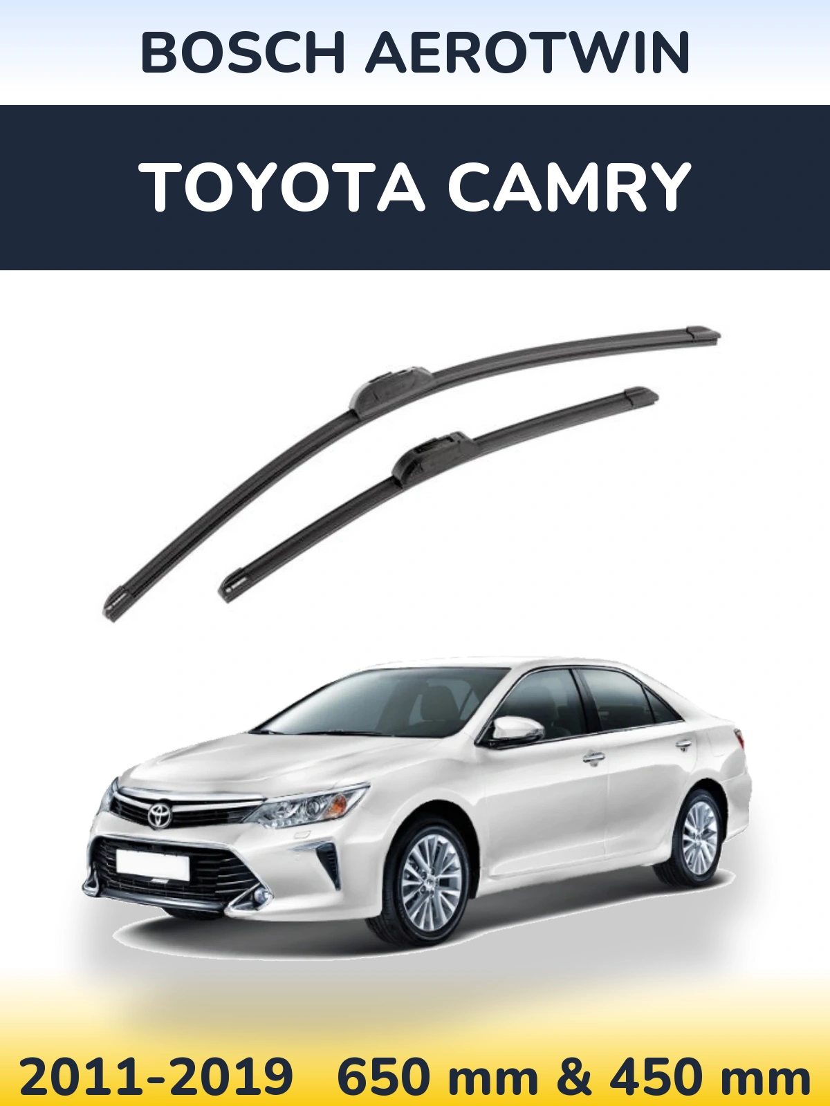 Комплект передних дворников BOSCH AeroTwin 650 & 450 мм для Toyota Camry 2011-2019