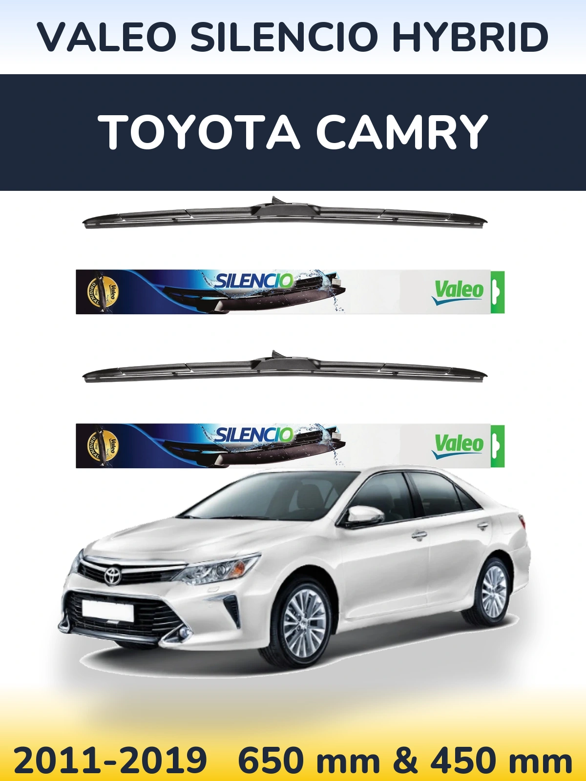 Комплект передних дворников Valeo Silencio Hybrid 650 & 450 мм для Toyota Camry 2011-2019