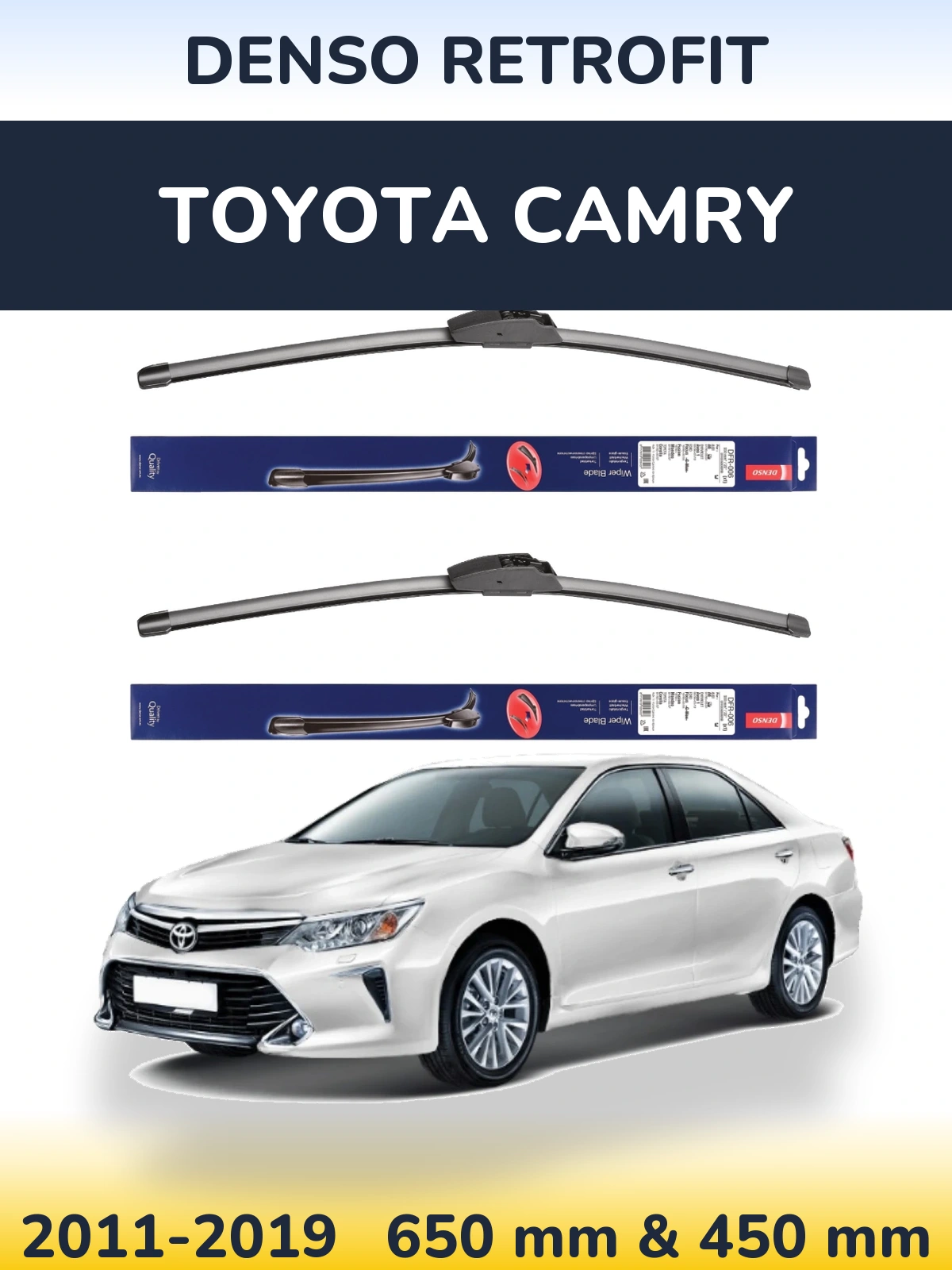 Комплект передніх щіток Denso Retrofit 650 & 450 мм для Toyota Camry 2011-2019