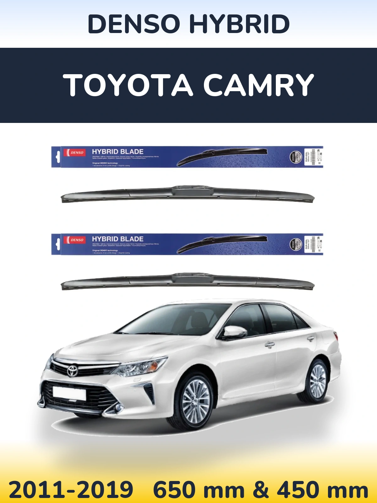 Комплект передних дворников Denso Hybrid 650 & 450 мм для Toyota Camry 2011-2019