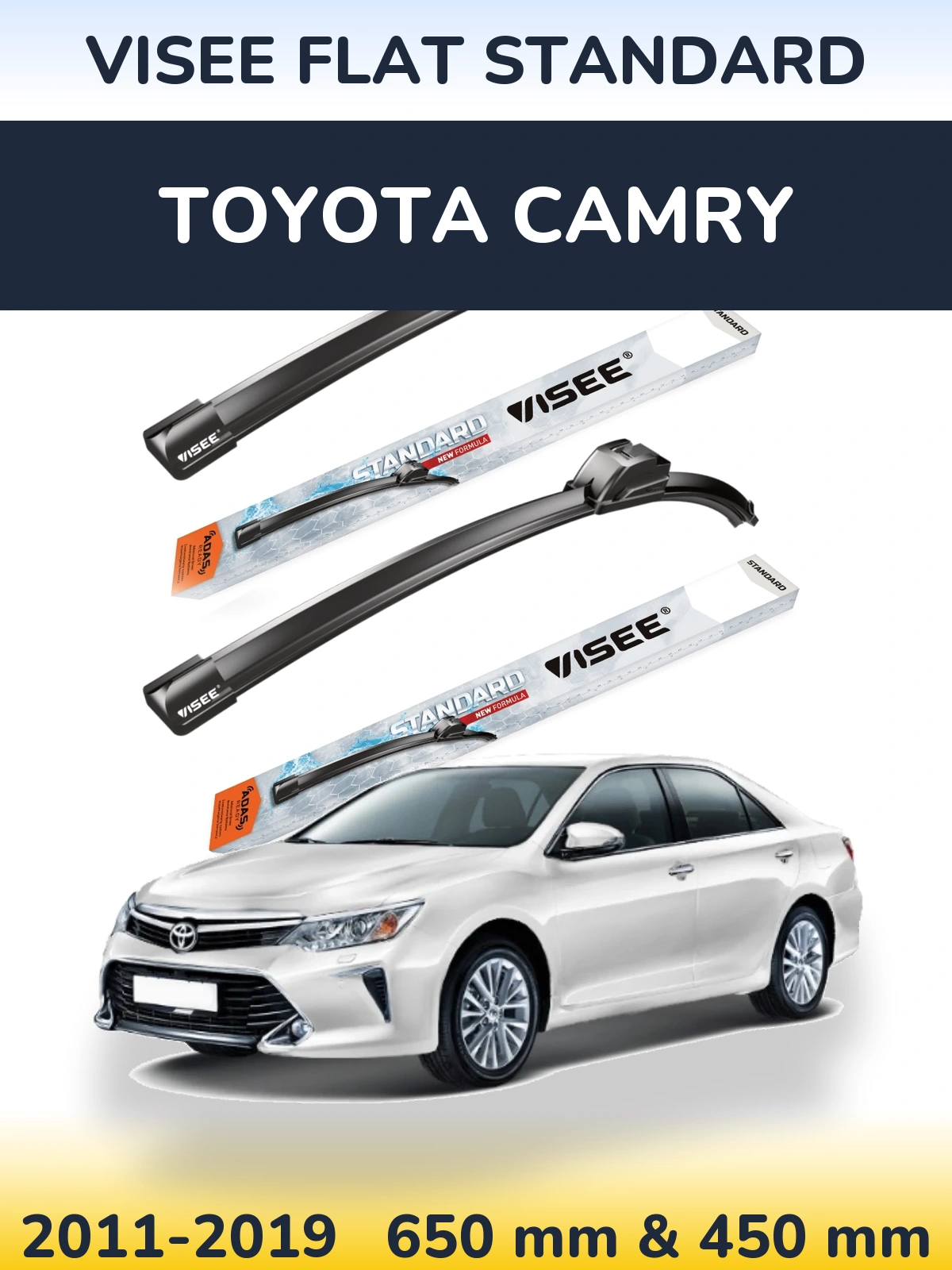 Komplet przednich wycieraczek VISEE FLAT STANDARD 650 & 450 mm do Toyota Camry 2011-2019