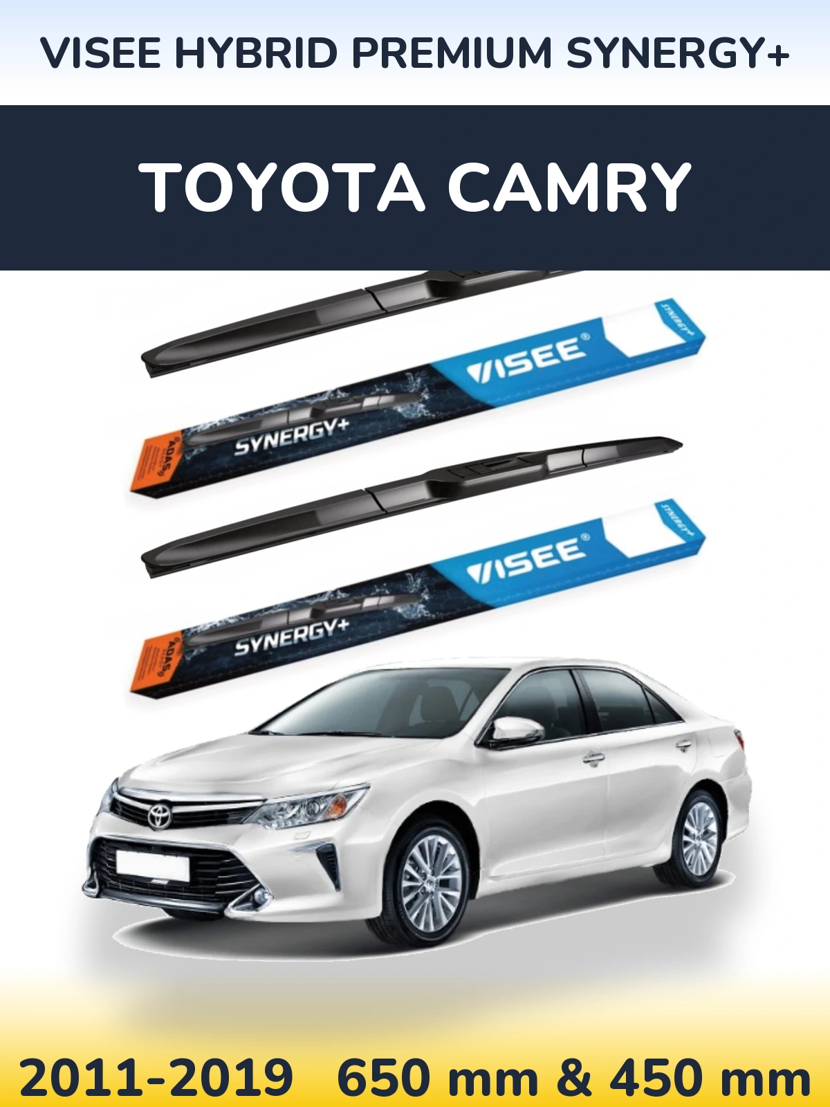 Комплект передних дворников VISEE HYBRID PREMIUM SYNERGY+ 650 & 450 мм для Toyota Camry 2011-2019