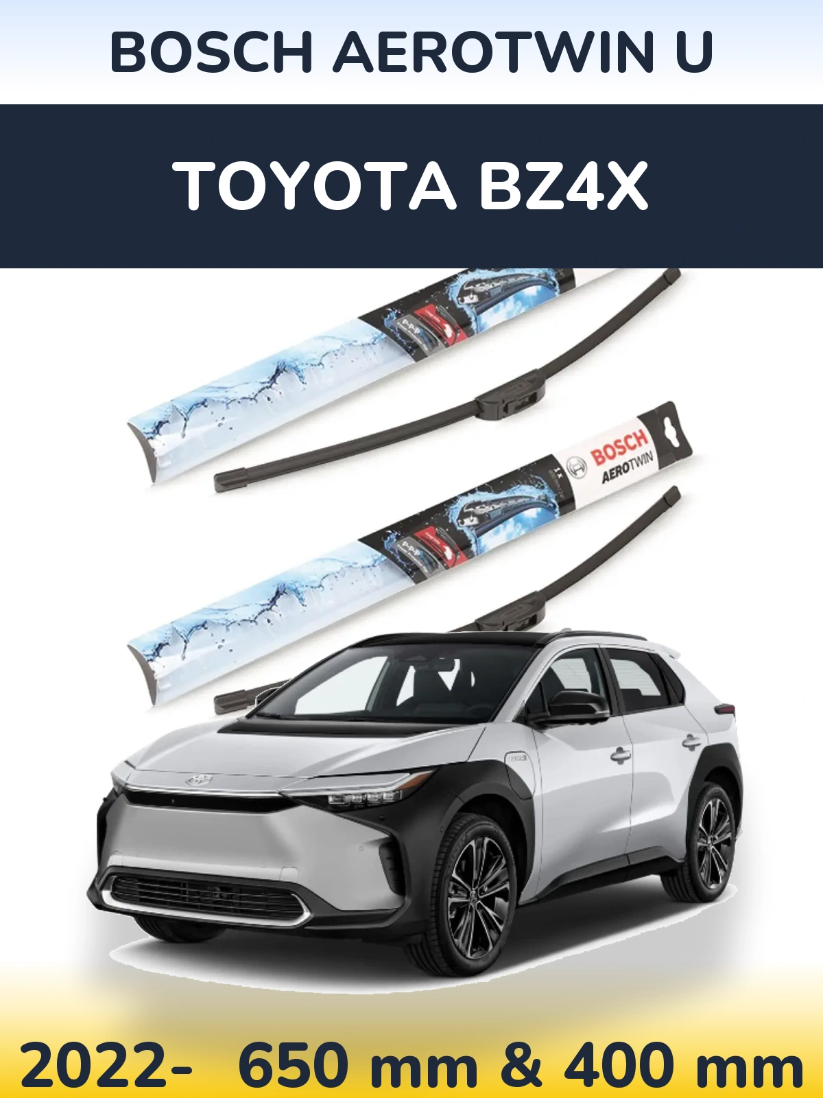 Комплект передних дворников BOSCH AeroTwin U 650 & 400 мм для Toyota bZ4X 2022-2026