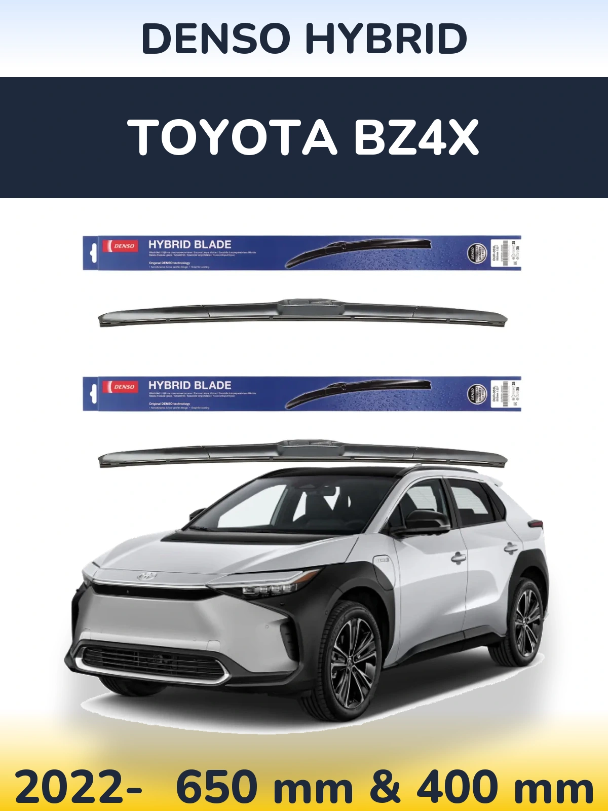 Комплект передніх щіток Denso Hybrid 650 & 400 мм для Toyota bZ4X 2022-2026