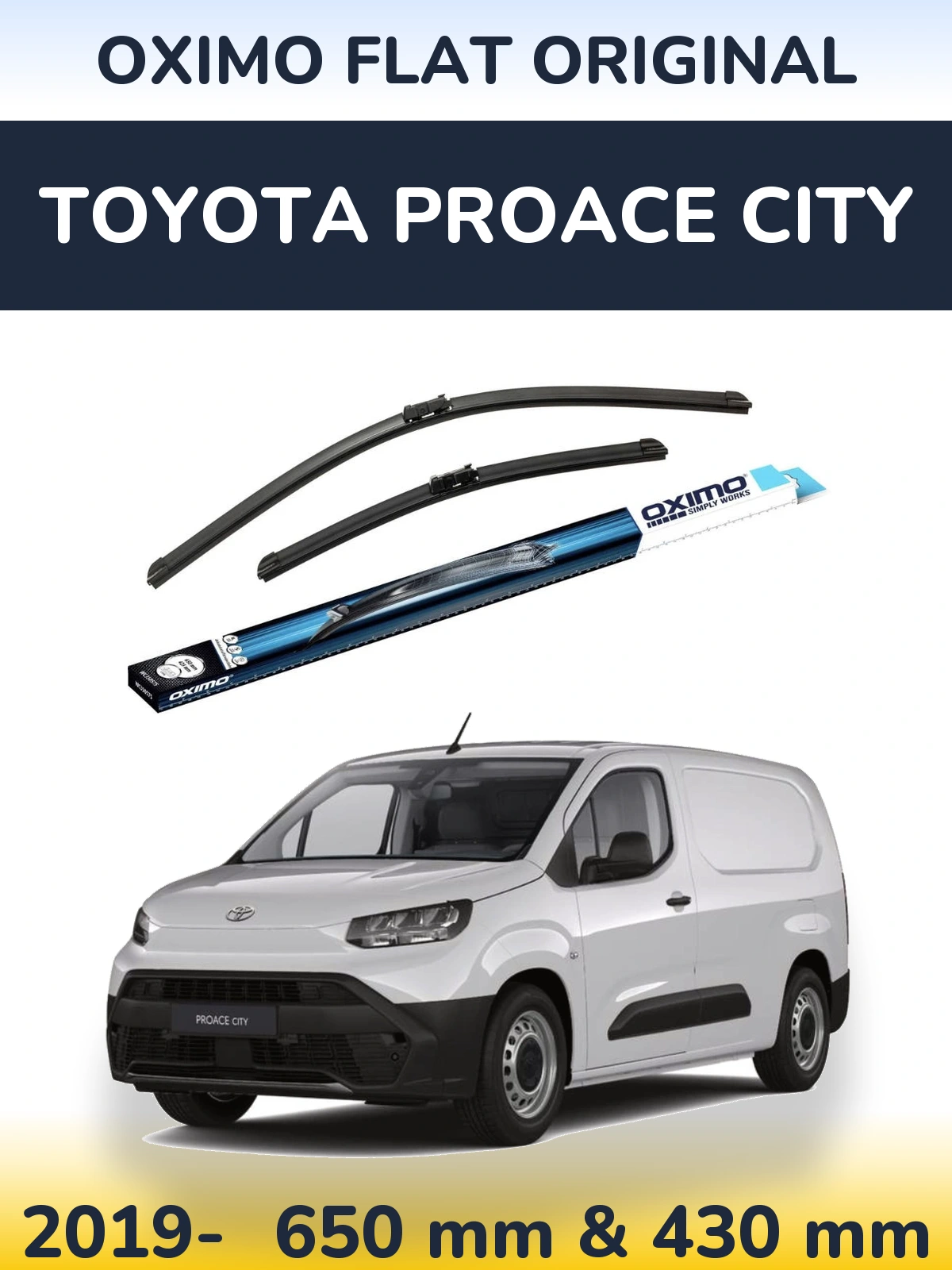 Комплект передних дворников Oximo Flat Original 650 & 430 мм для Toyota ProAce City 2019-2026