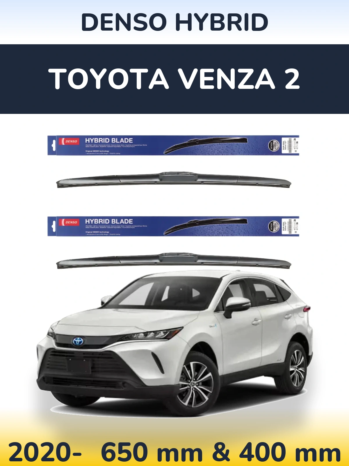 Komplet przednich wycieraczek Denso Hybrid 650 & 400 mm do Toyota Venza 2 2020-2026