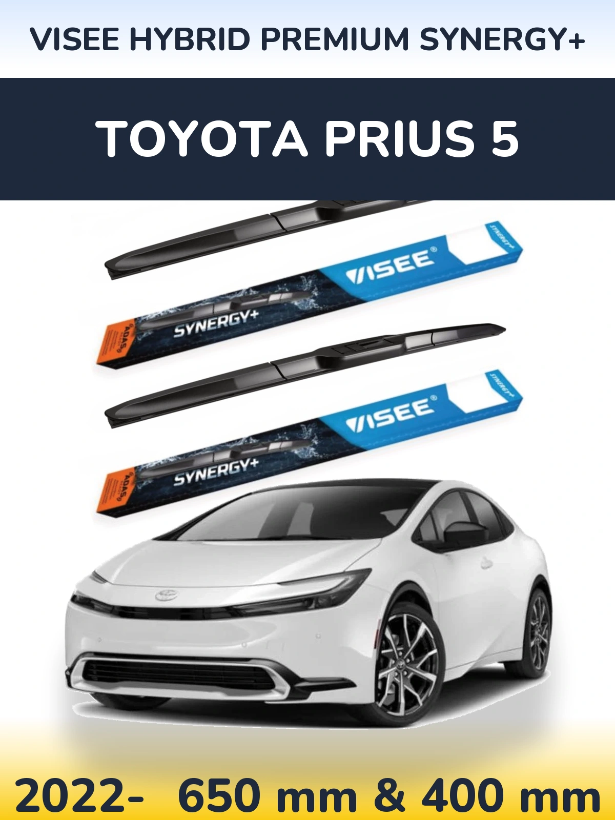 Комплект передних дворников VISEE HYBRID PREMIUM SYNERGY+ 650 & 400 мм для Toyota Prius 5 2022-2026