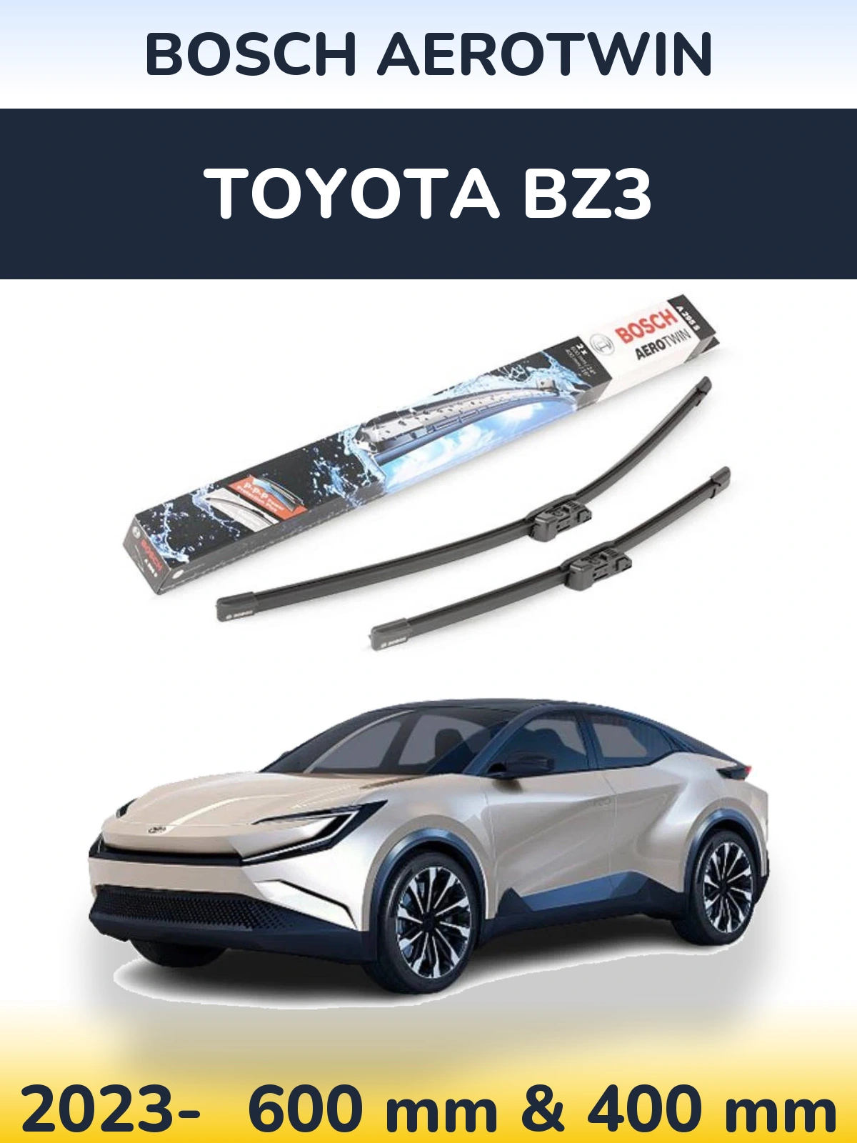 Komplet przednich wycieraczek BOSCH AeroTwin 600 & 400 mm do Toyota bZ3 2023-2026