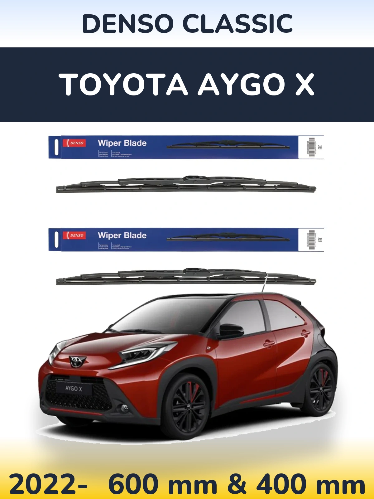 Komplet przednich wycieraczek Denso Classic 600 & 400 mm do Toyota Aygo X 2022-2026