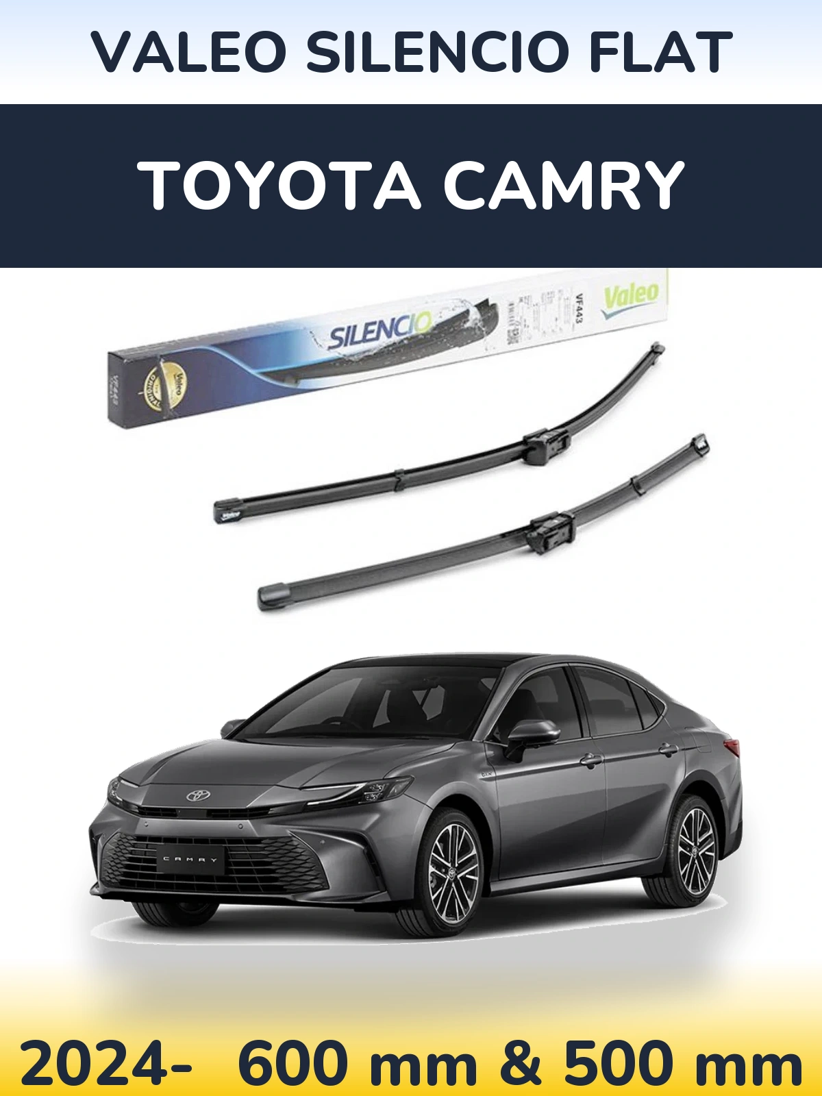 Komplet przednich wycieraczek Valeo Silencio Flat 600 & 500 mm do Toyota Camry 2024-2026