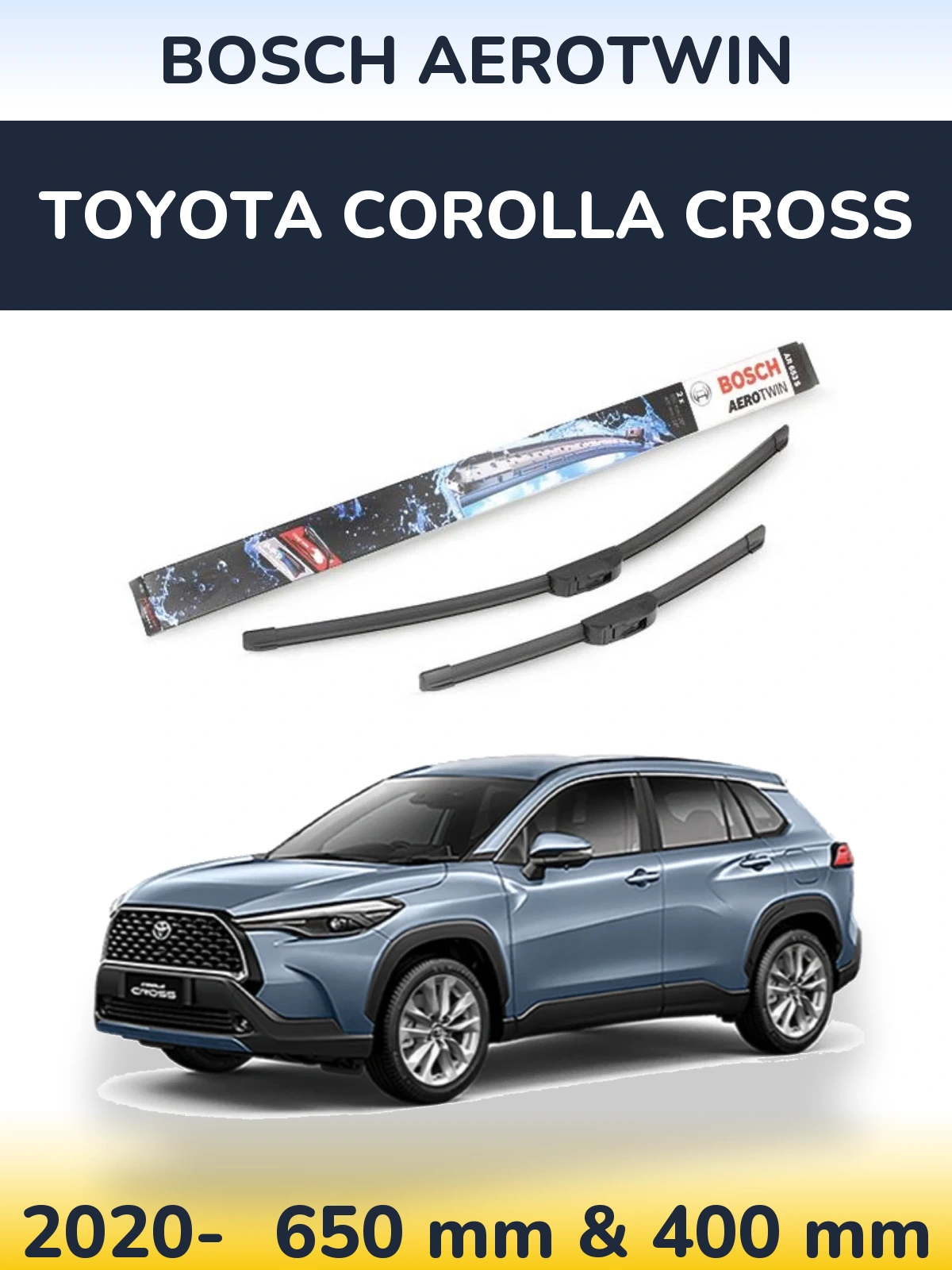 Komplet przednich wycieraczek BOSCH AeroTwin 650 & 400 mm do Toyota Corolla Cross 2020-2026