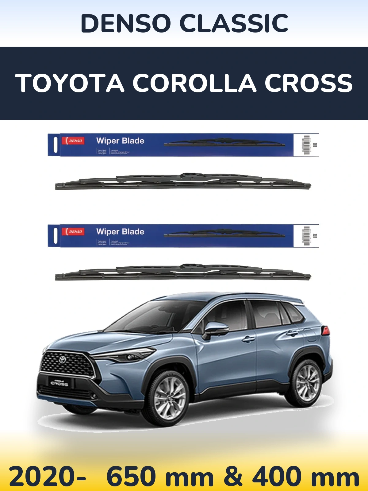 Komplet przednich wycieraczek Denso Classic 650 & 400 mm do Toyota Corolla Cross 2020-2026