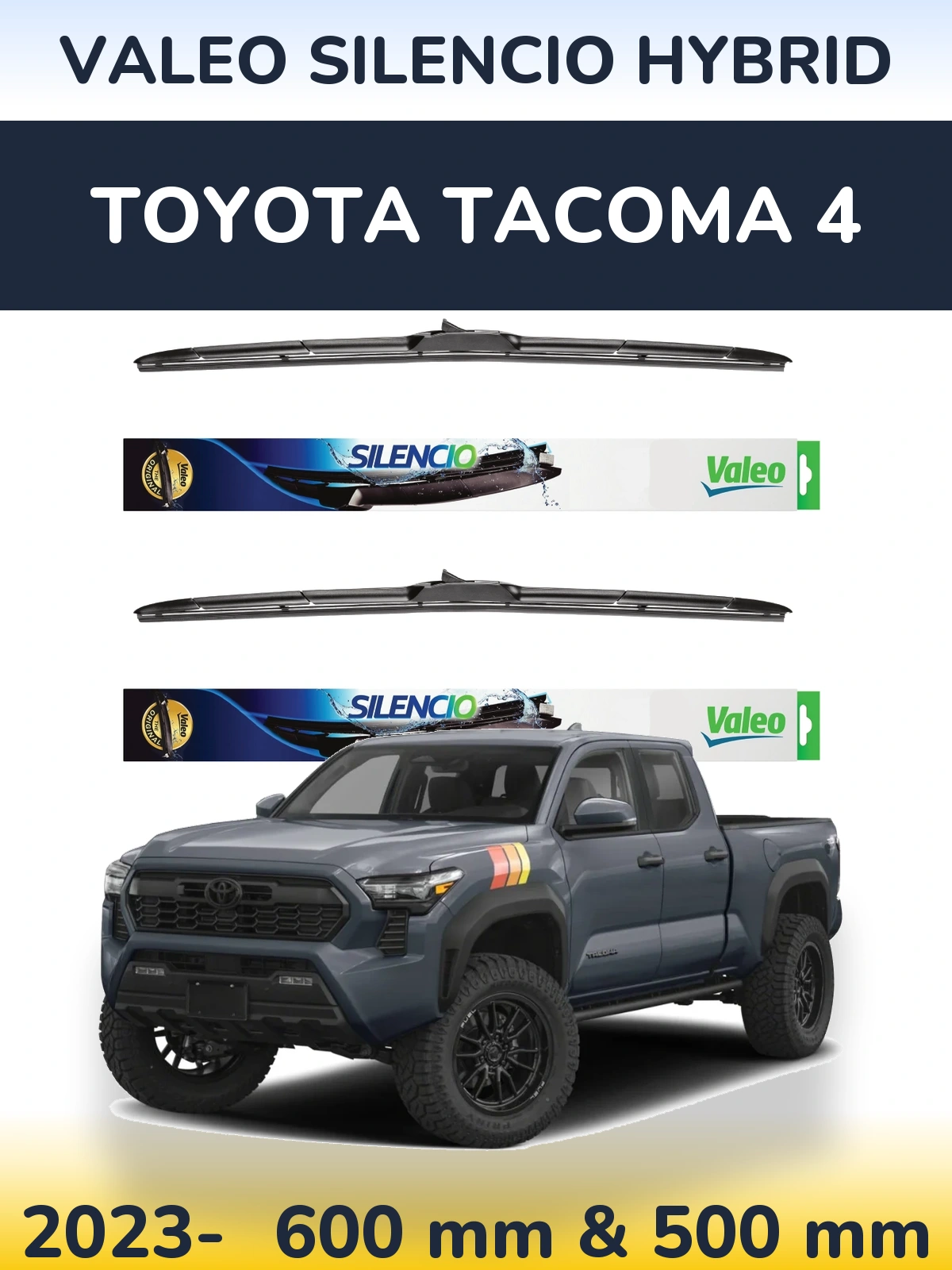 Комплект передніх щіток Valeo Silencio Hybrid 600 & 500 мм для Toyota Tacoma 4 2023-2026