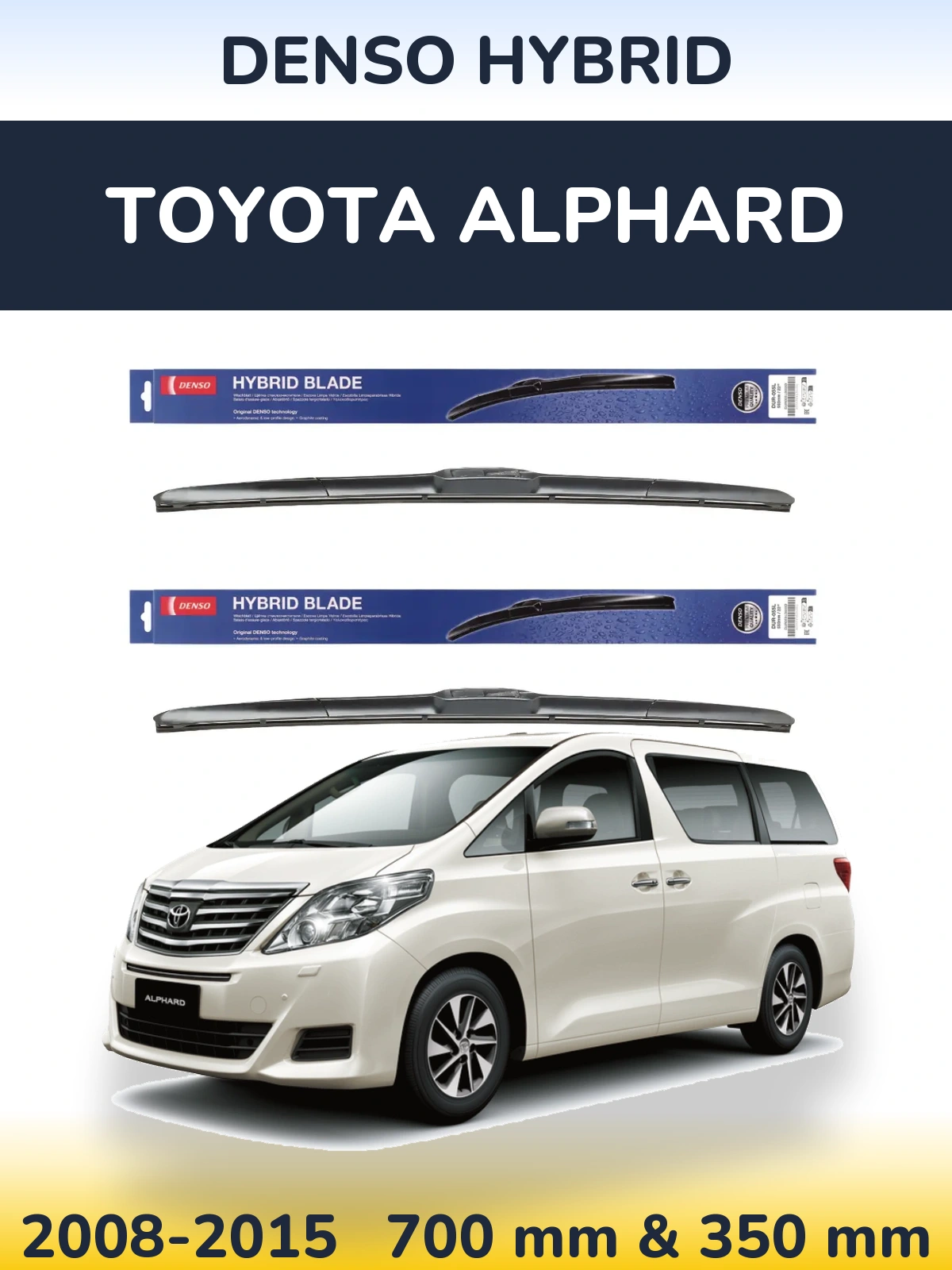 Komplet przednich wycieraczek Denso Hybrid 700 & 350 mm do Toyota Alphard 2008-2015
