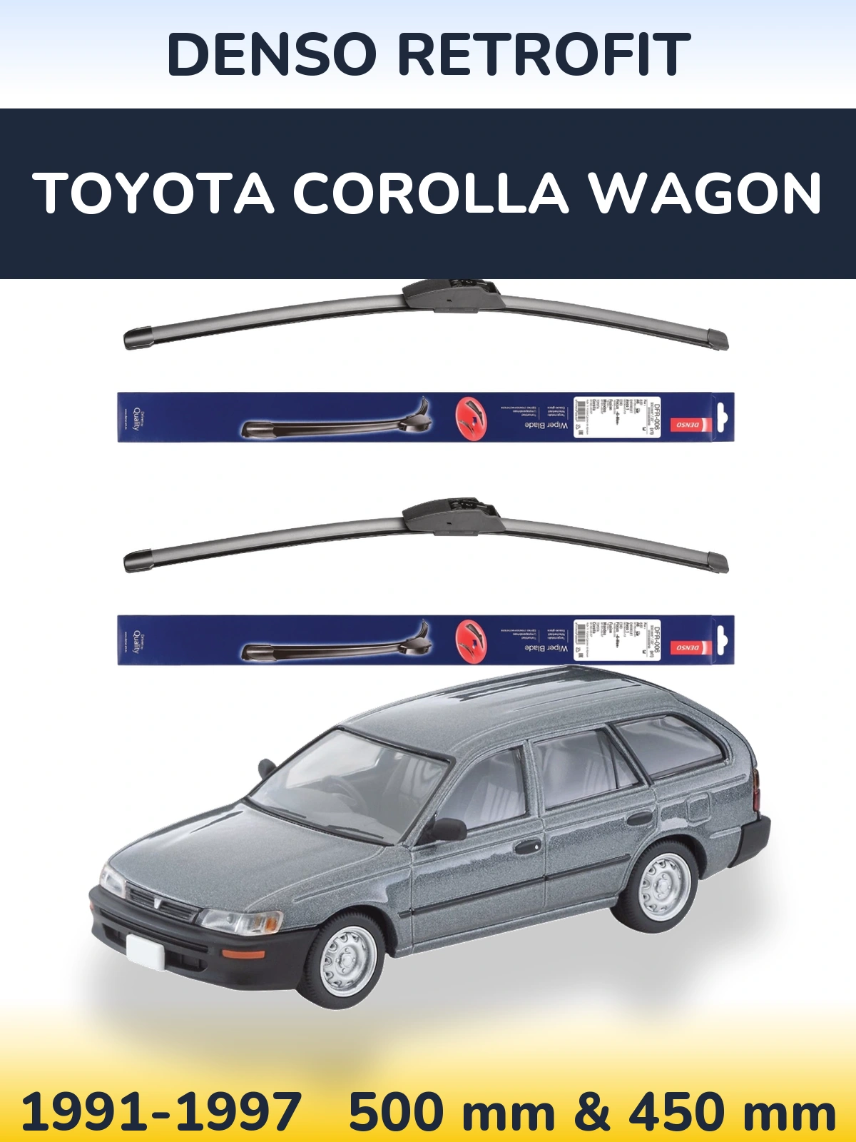 Комплект передних дворников Denso Retrofit 500 & 450 мм для Toyota Corolla Wagon 1991-1997