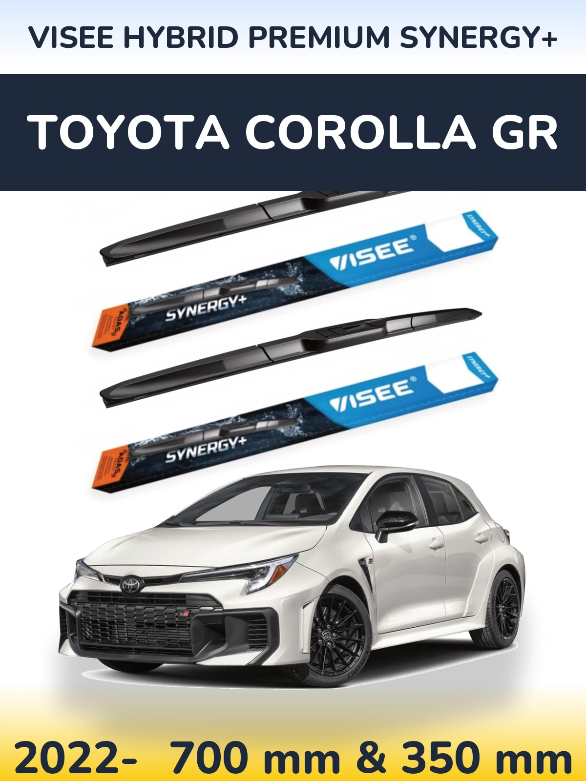 Комплект передних дворников VISEE HYBRID PREMIUM SYNERGY+ 700 & 350 мм для Toyota Corolla GR 2022-2026