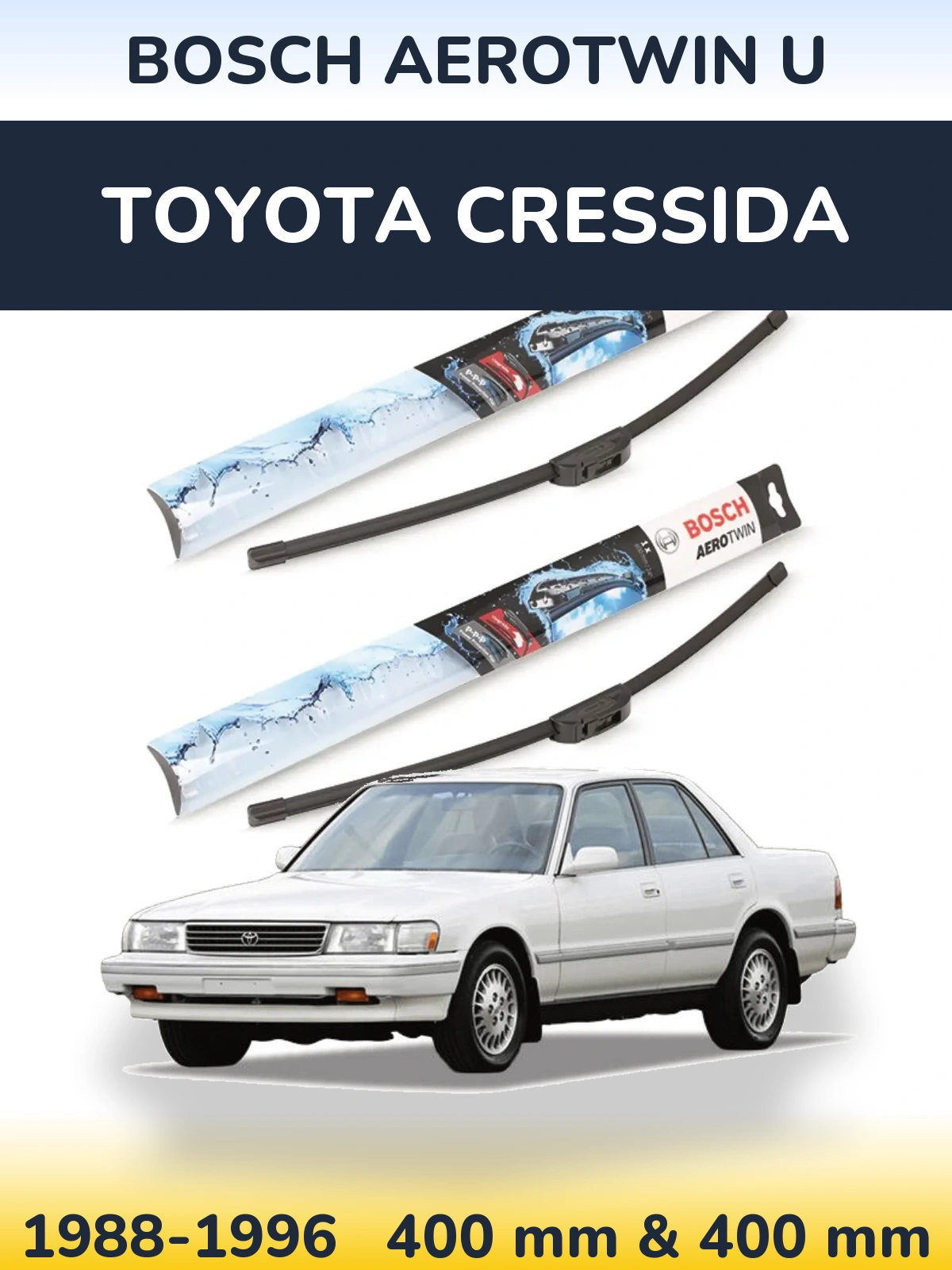 Комплект передних дворников BOSCH AeroTwin U 400 & 400 мм для Toyota Cressida 1988-1996
