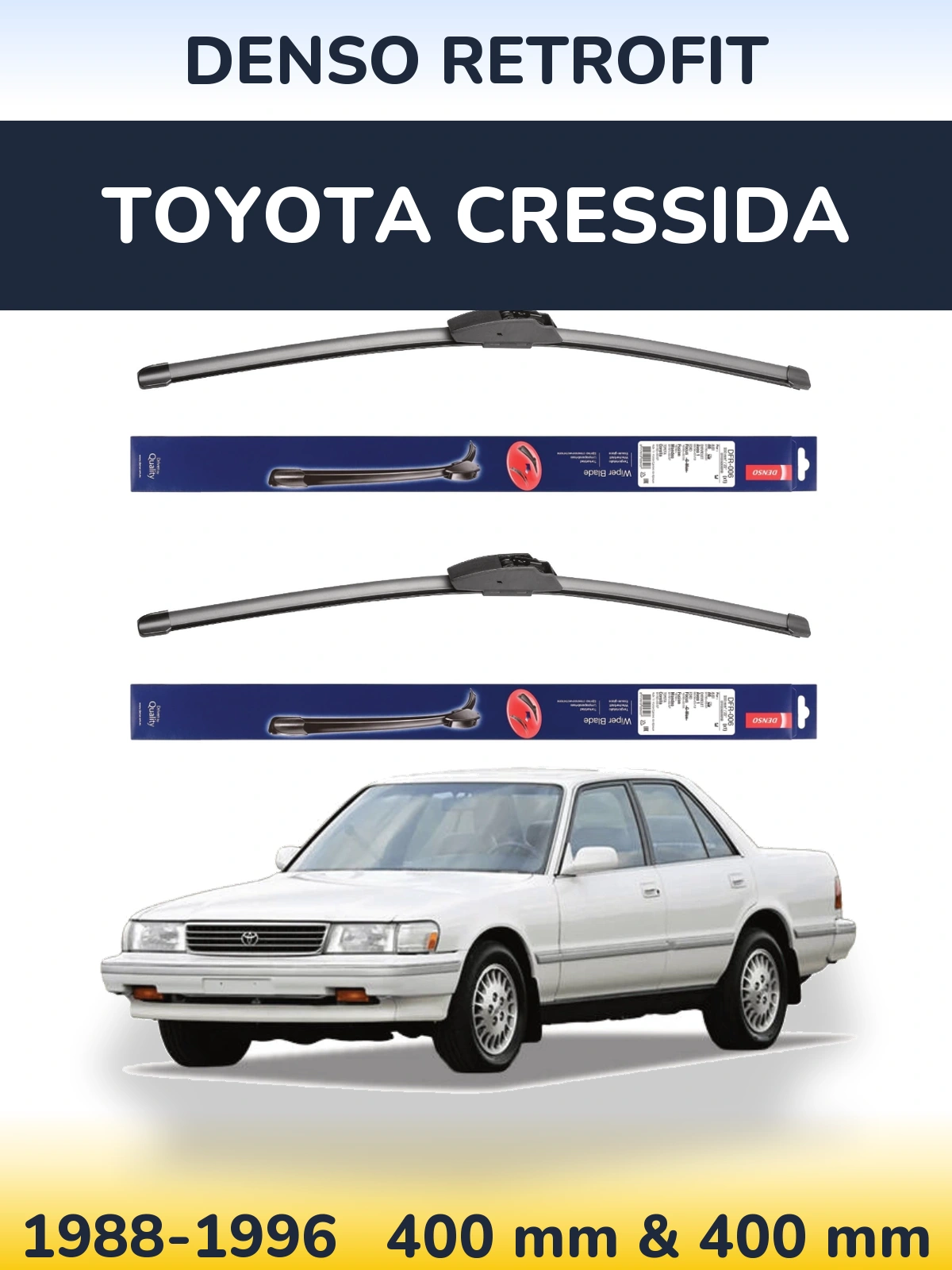 Комплект передніх щіток Denso Retrofit 400 & 400 мм для Toyota Cressida 1988-1996