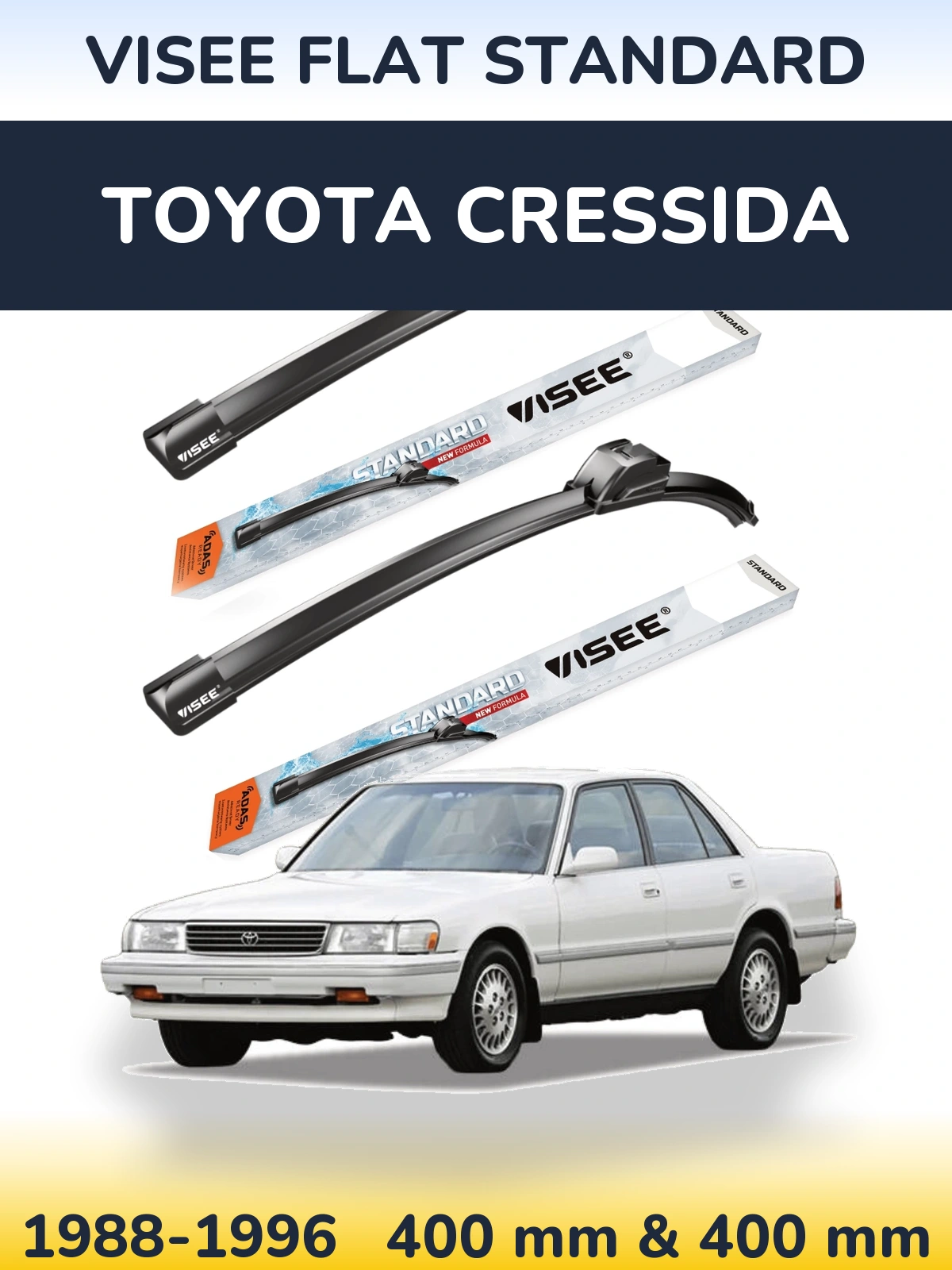 Комплект передніх щіток VISEE FLAT STANDARD 400 & 400 мм для Toyota Cressida 1988-1996