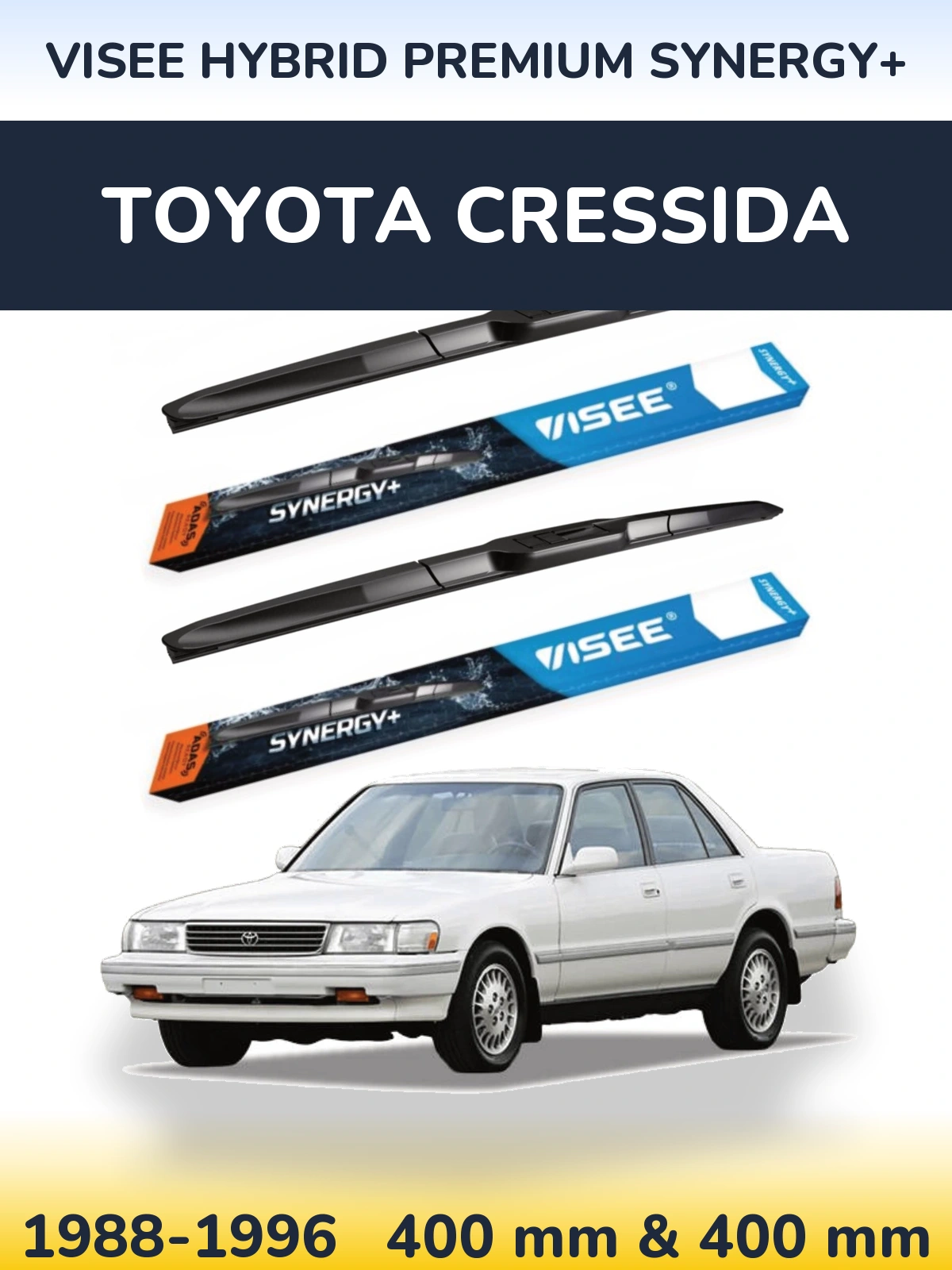 Front wiper blade set VISEE HYBRID PREMIUM SYNERGY+ 400 & 400 mm for Toyota Cressida 1988-1996