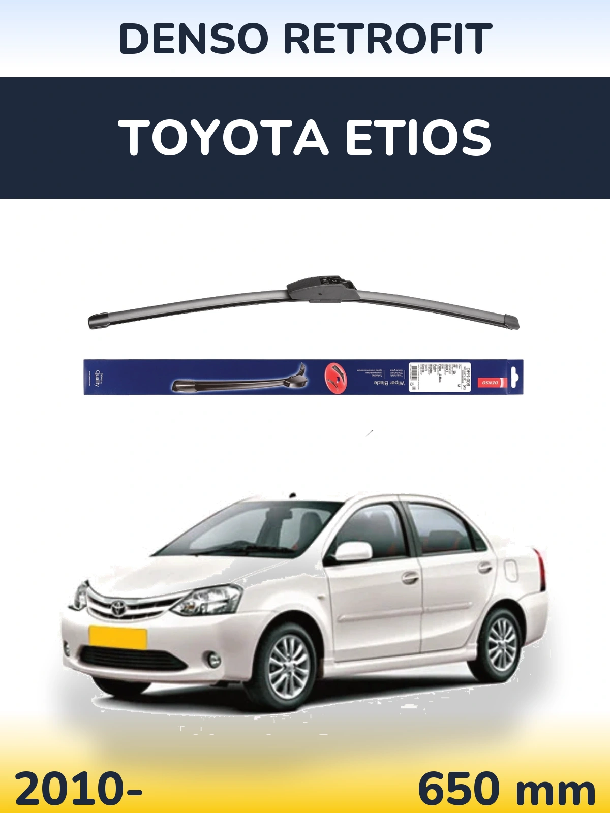 Przednia wycieraczka Denso Retrofit 650 mm do Toyota Etios 2010-2026