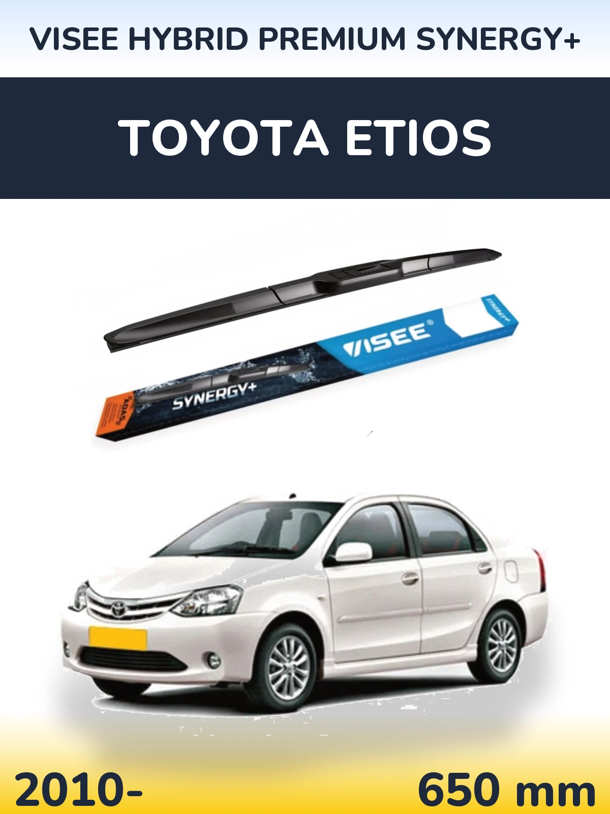 Передня щітка VISEE HYBRID PREMIUM SYNERGY+ 650 мм для Toyota Etios 2010-2026