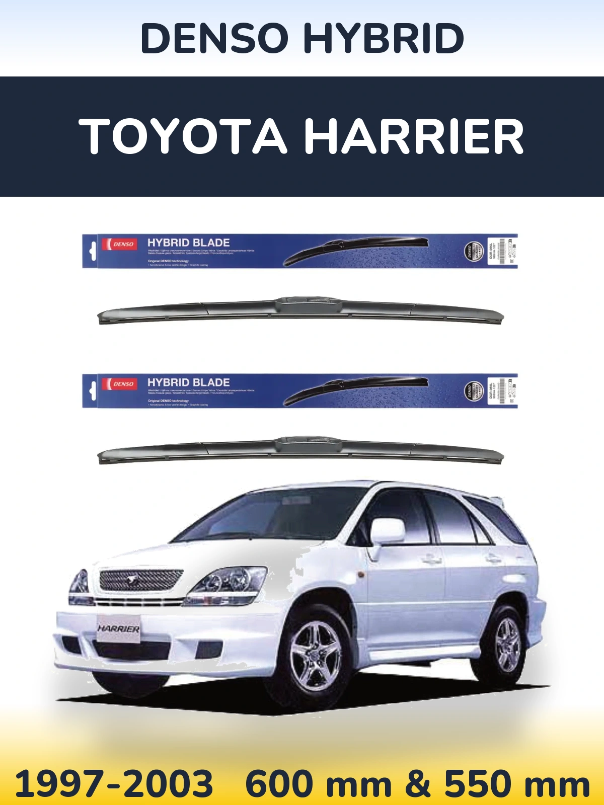 Комплект передних дворников Denso Hybrid 600 & 550 мм для Toyota Harrier 1997-2003