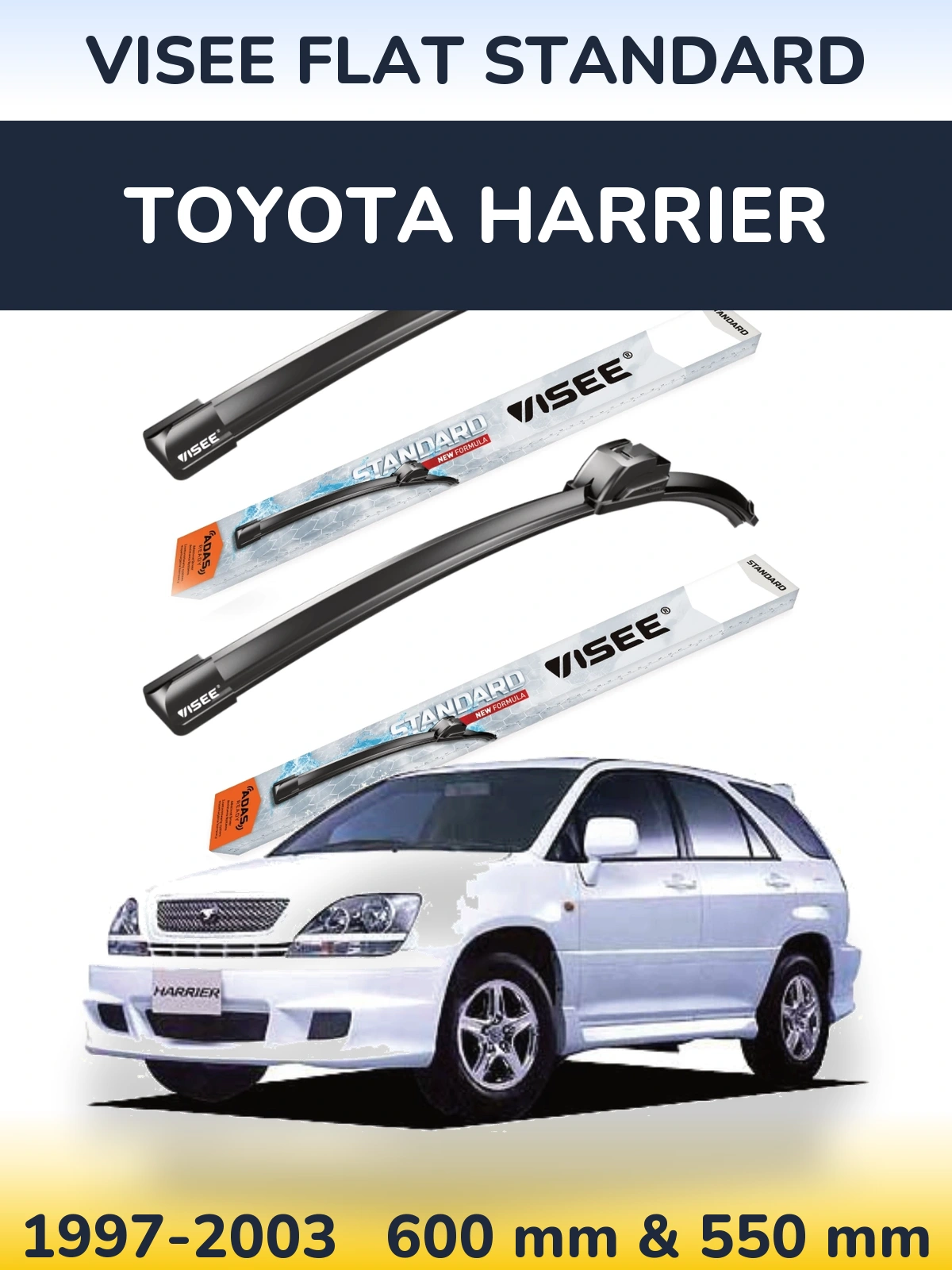 Комплект передних дворников VISEE FLAT STANDARD 600 & 550 мм для Toyota Harrier 1997-2003